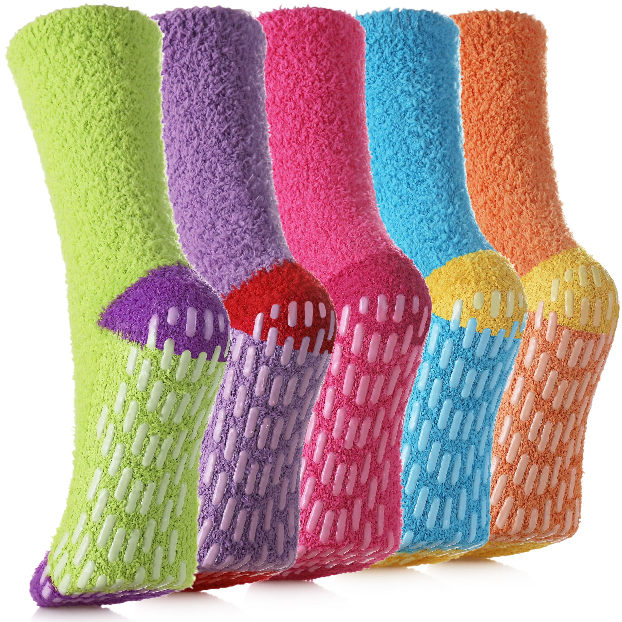 Non-Slip Fuzzy Socks with Grips for Women - Cozy Anti-Skid Hospital Slipper Socks for Nurses, Patients & Home Use - Warm Winter House Socks for Indoor Comfort