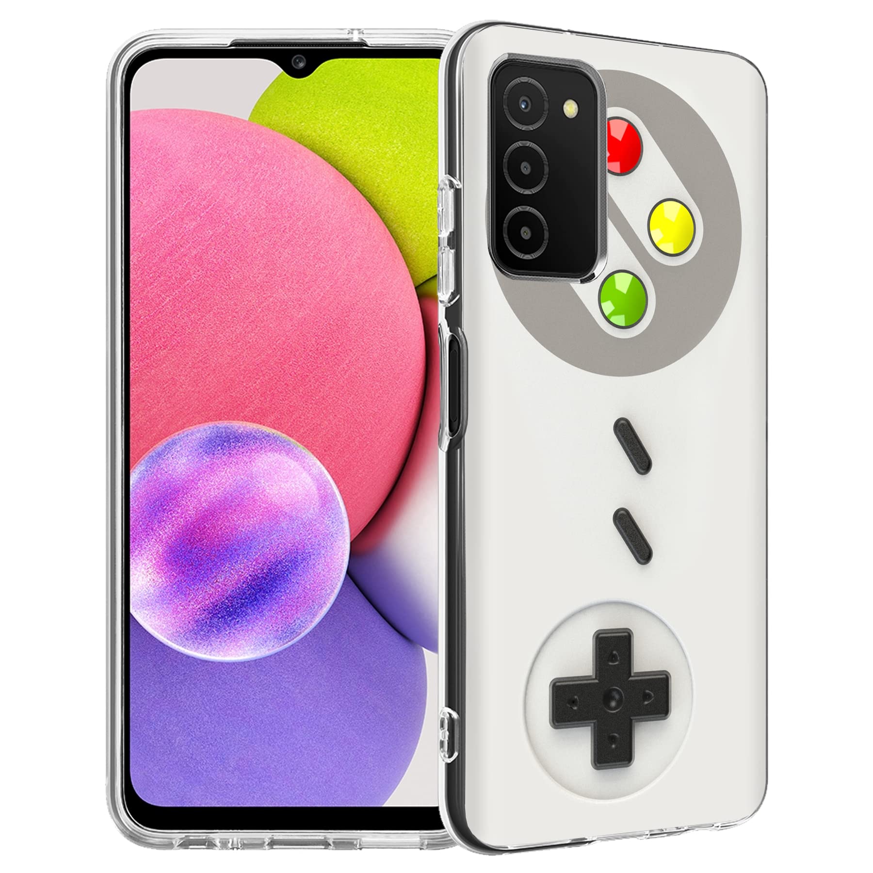 Slim Thin TPU Gel Case for Samsung Galaxy A03s / SM-A037 - Lightweight Flexible Soft Anti-Scratch Protective Cover with Gameboy Print (Made in USA) - Perfect for Gaming, Daily Use & Travel Protection