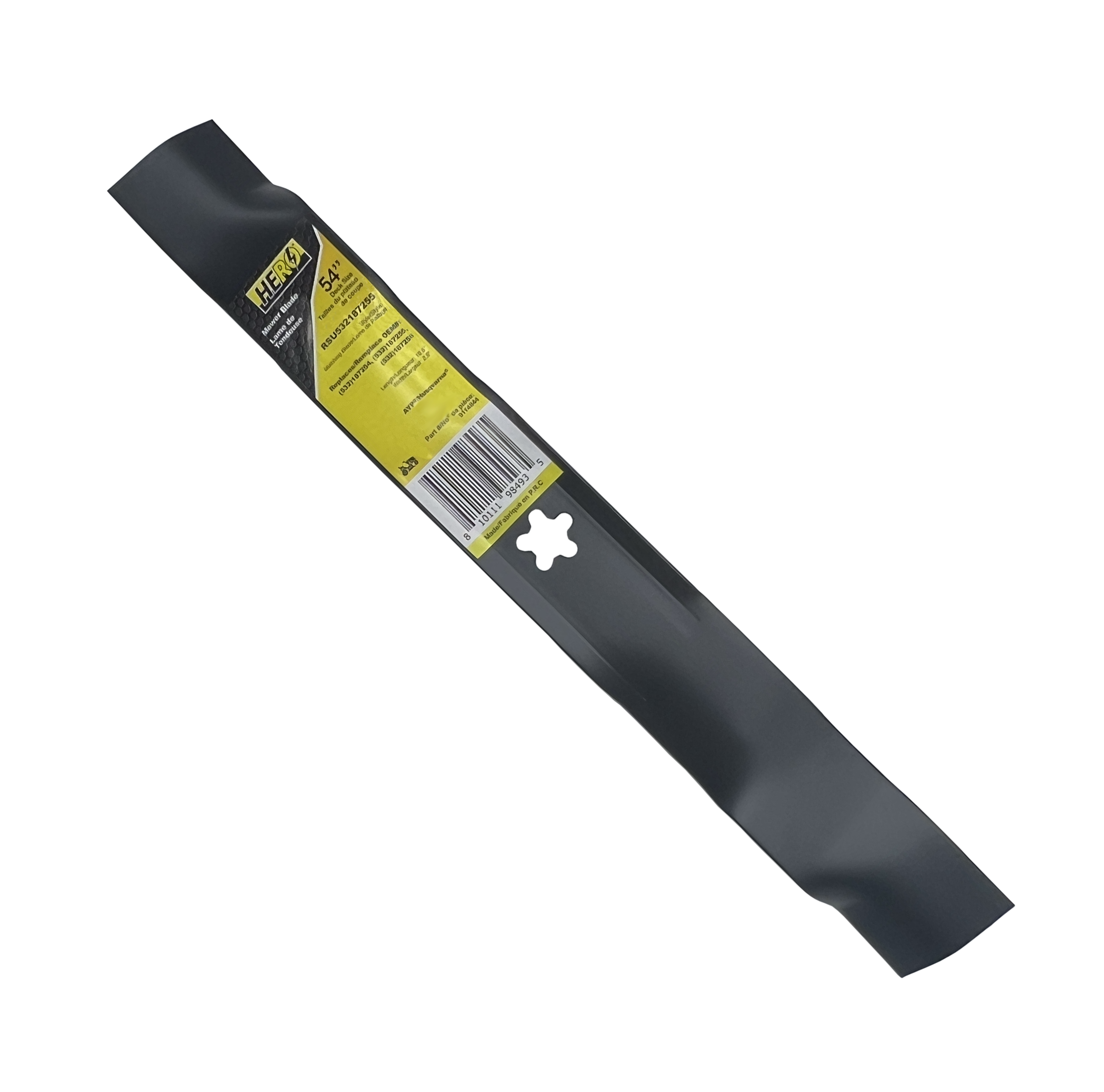 HERO® Mulching Mower Blade for AYP Husqvarna 54-Inch Deck - 5 Point Star Center Hole - Replaces 187254, 187255, 187256 - Perfect for Lawn Care and Grass Clipping Recycling