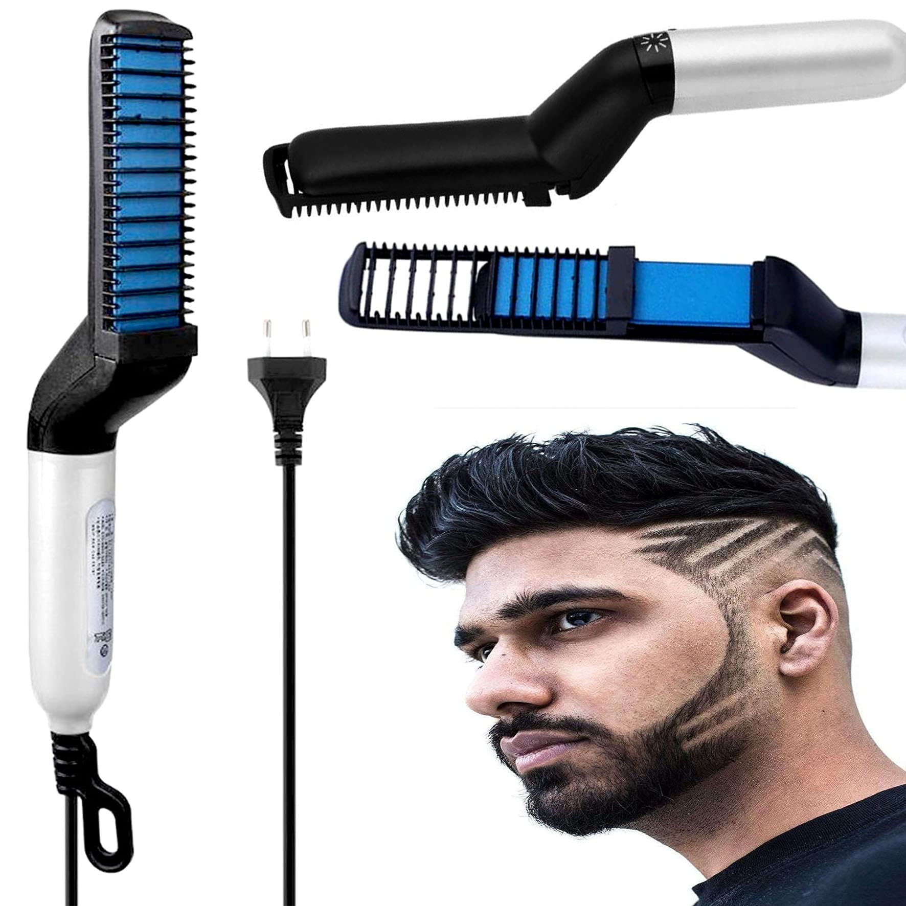 Professional Beard Straightener & Massage Comb for Men - Perfect for Grooming, Styling & Relaxation at Home or Travel