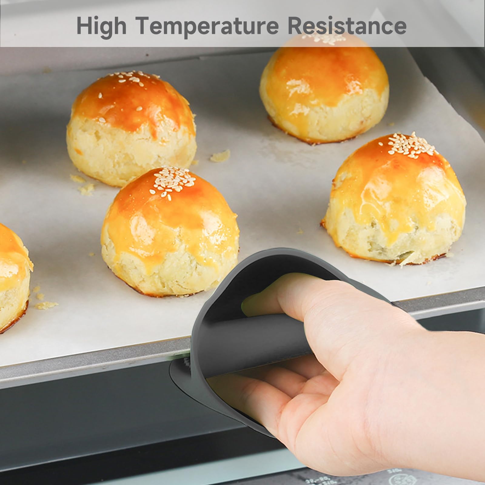 Heat Resistant Silicone Oven Mitts for Air Fryer & BBQ - 1 Pair Thick Mini Oven Gloves for Cooking, Baking, Grilling - Perfect for Kitchen, Outdoor Camping & Hot Food Handling