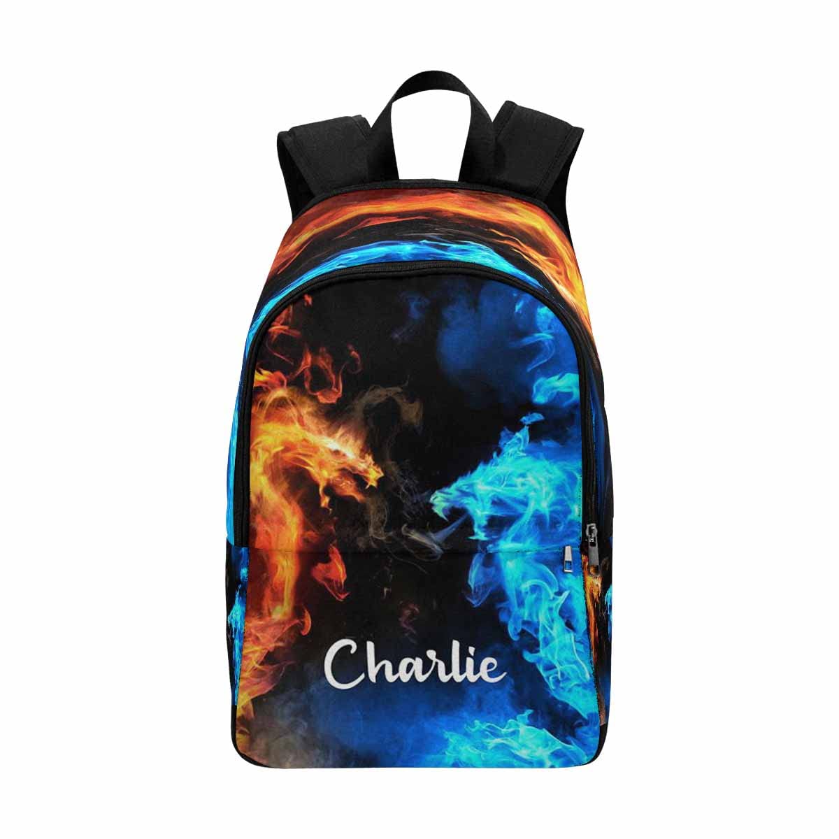 Personalized Custom Name Backpack for School, Travel & Hiking - Durable Laptop Bookbag for Men & Women - Fire Dragon Design - Perfect Term Begins Gift & Everyday Use