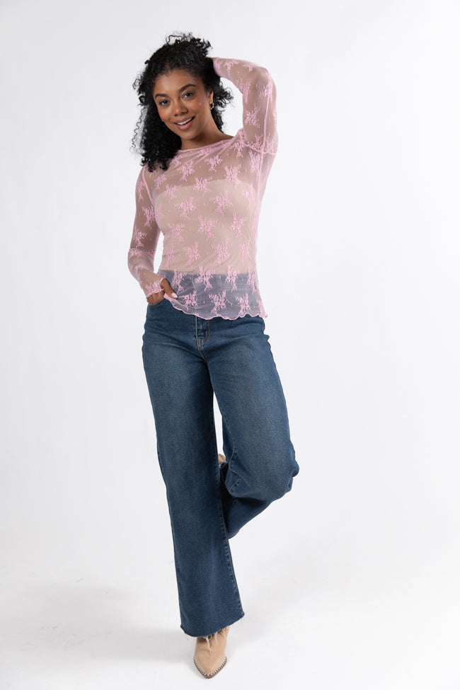 Speak Your Truth Pink Long Sleeve Layering Blouse - Women's Fashion Top for Work, Date Night & Casual Outfits