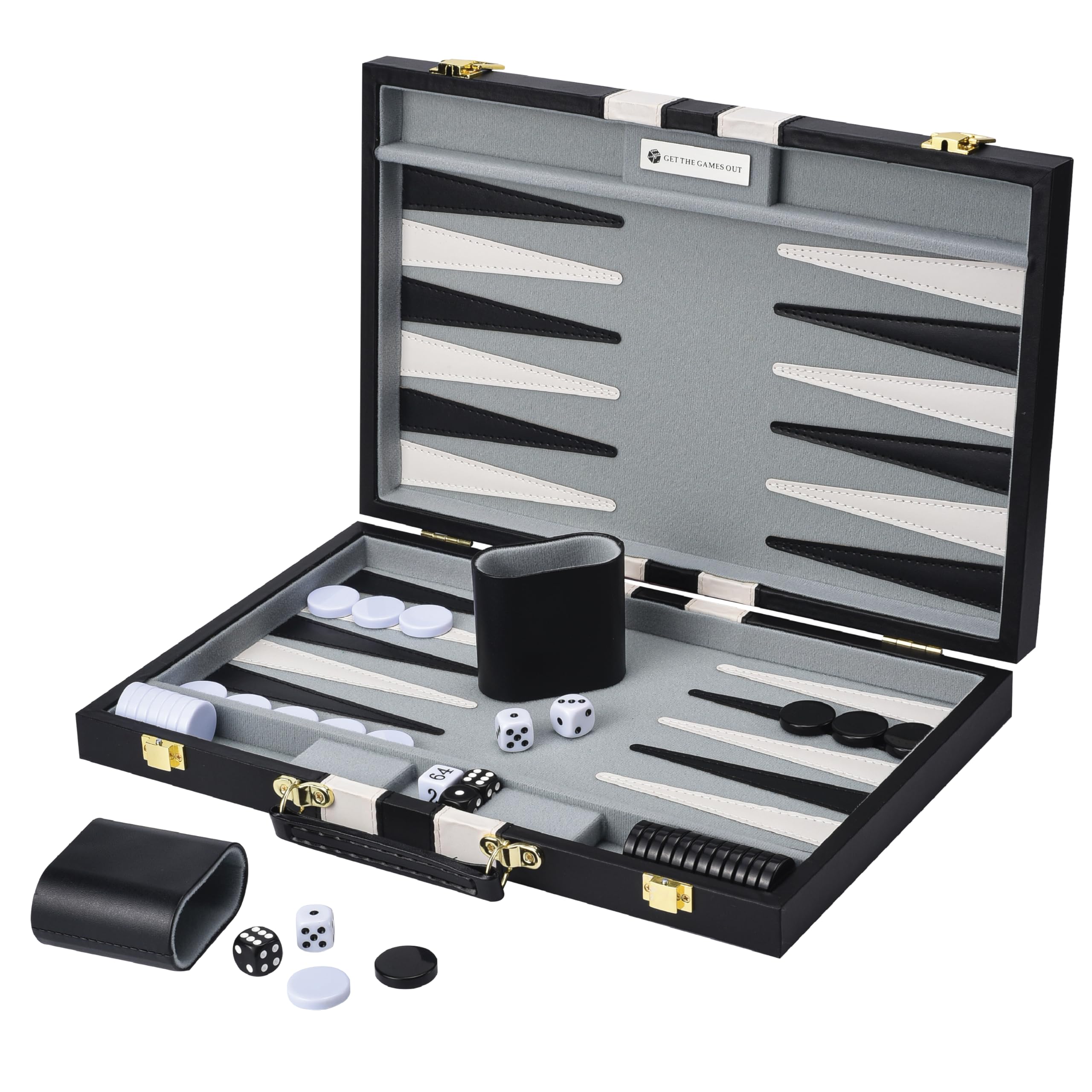 Premium Travel Backgammon Set - Compact Classic Board Game with Strategy Guide - Perfect for Road Trips, Camping & Family Game Nights (Black, Small)