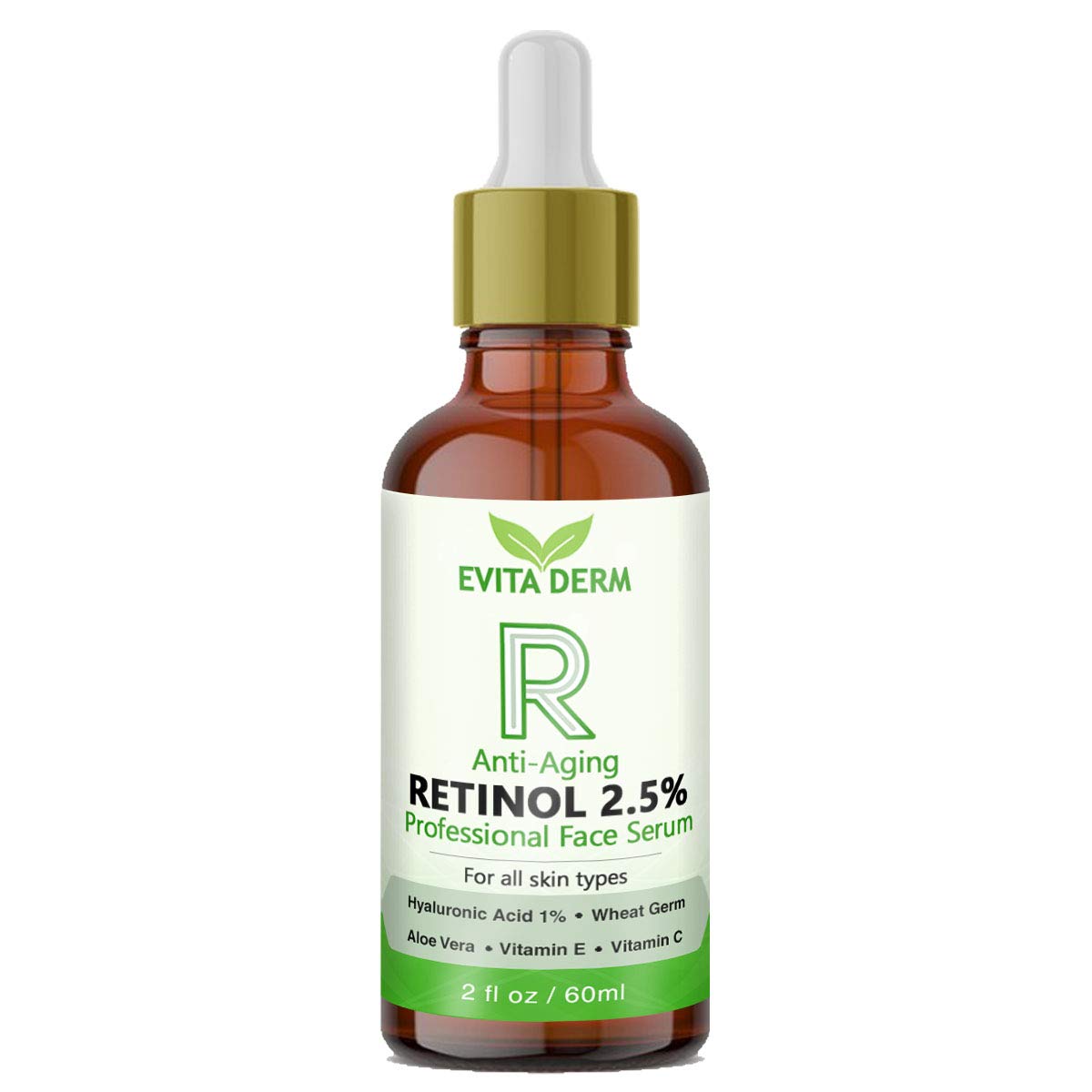 2.5% Retinol Serum with Hyaluronic Acid, Vitamin C & E, Peptide & Aloe Vera - Anti-Aging Face Serum for Wrinkles, Fine Lines & Acne - Boost Collagen Production - Day & Night Moisturizer for All Skin Types