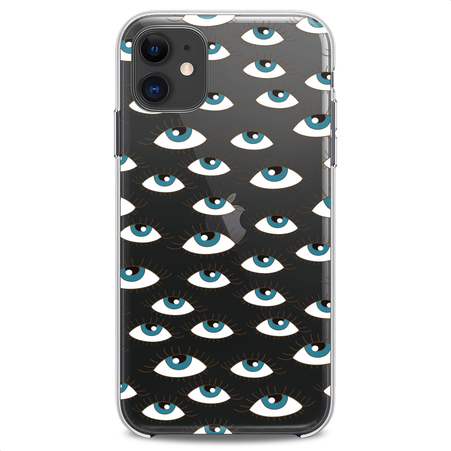 Premium TPU Phone Case for iPhone 16/15/14/13/12/11 Pro Max/Plus/Mini/XS/XR/X/8+/7/6/5/SE - Slim Clear Protective Cover with Kawaii Girly Print & Cute Eyelash Design - Flexible Shockproof Silicone Case for Women & Girls (Blue Eyes Pattern) - Perfect for School, Work, Travel & Everyday Use