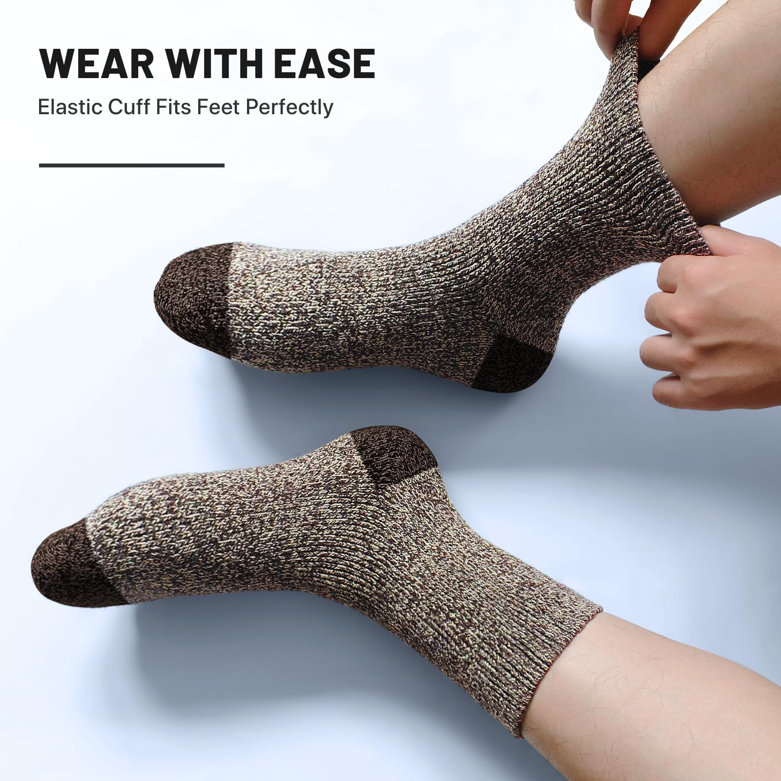 SIMIYA 5 Pairs Merino Wool Socks for Men - Super Thick Thermal Hiking Socks for Winter, Cold Weather - Perfect for Outdoor Activities, Camping, and Snow Sports
