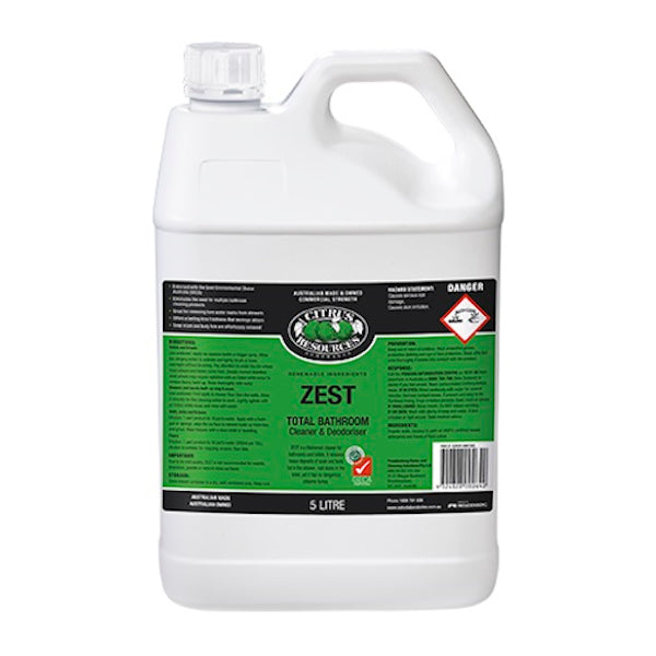 Citrus Resources Zest Concentrated Total Bathroom Cleaner & Deodorizer - Powerful Stain Remover for Tiles, Sinks & Showers | Fresh Lemon Scent for Sparkling Clean Bathrooms