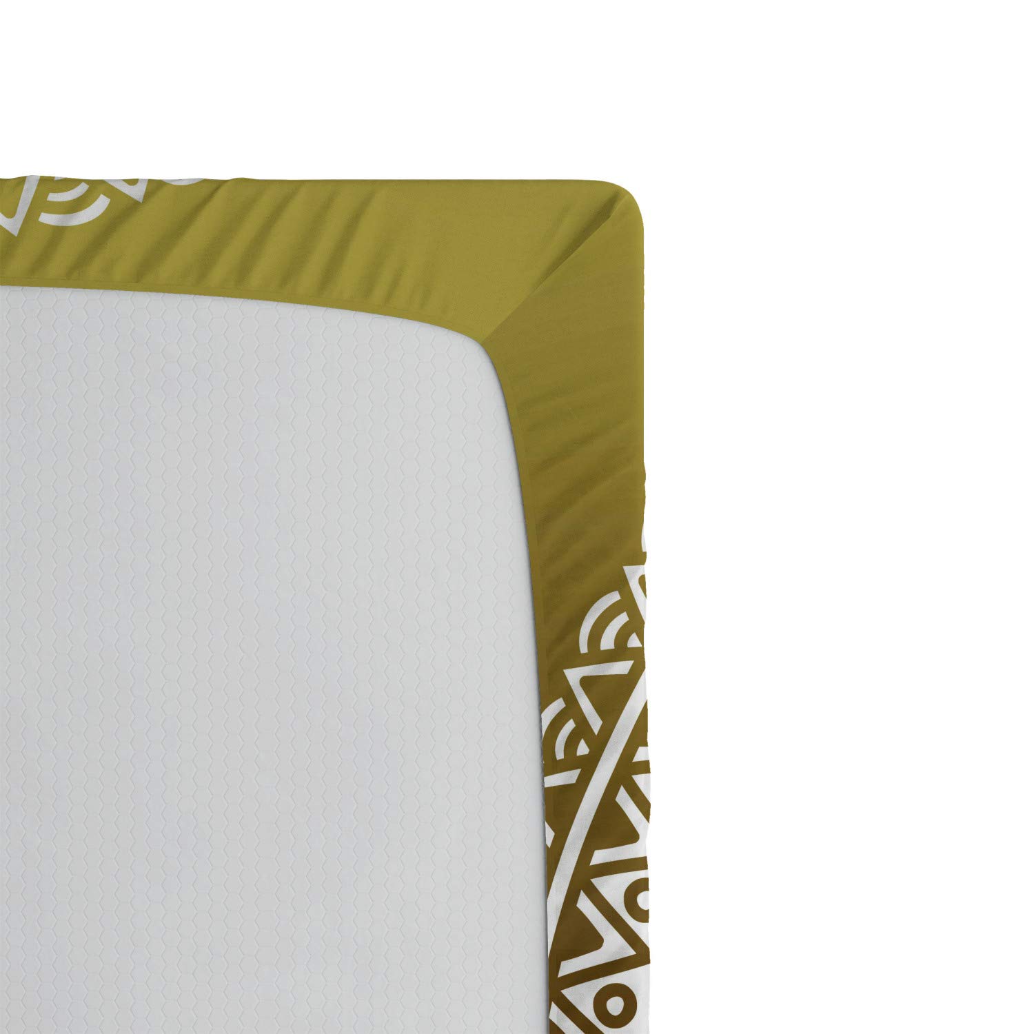 Ambesonne Mandala Fitted Queen Sheet - Ombre Flower Ethnic Print Hippie Design Bed Cover with Deep Pocket Elastic - Mustard & White - Perfect for Bohemian Bedroom Decor & Yoga Retreat Styling