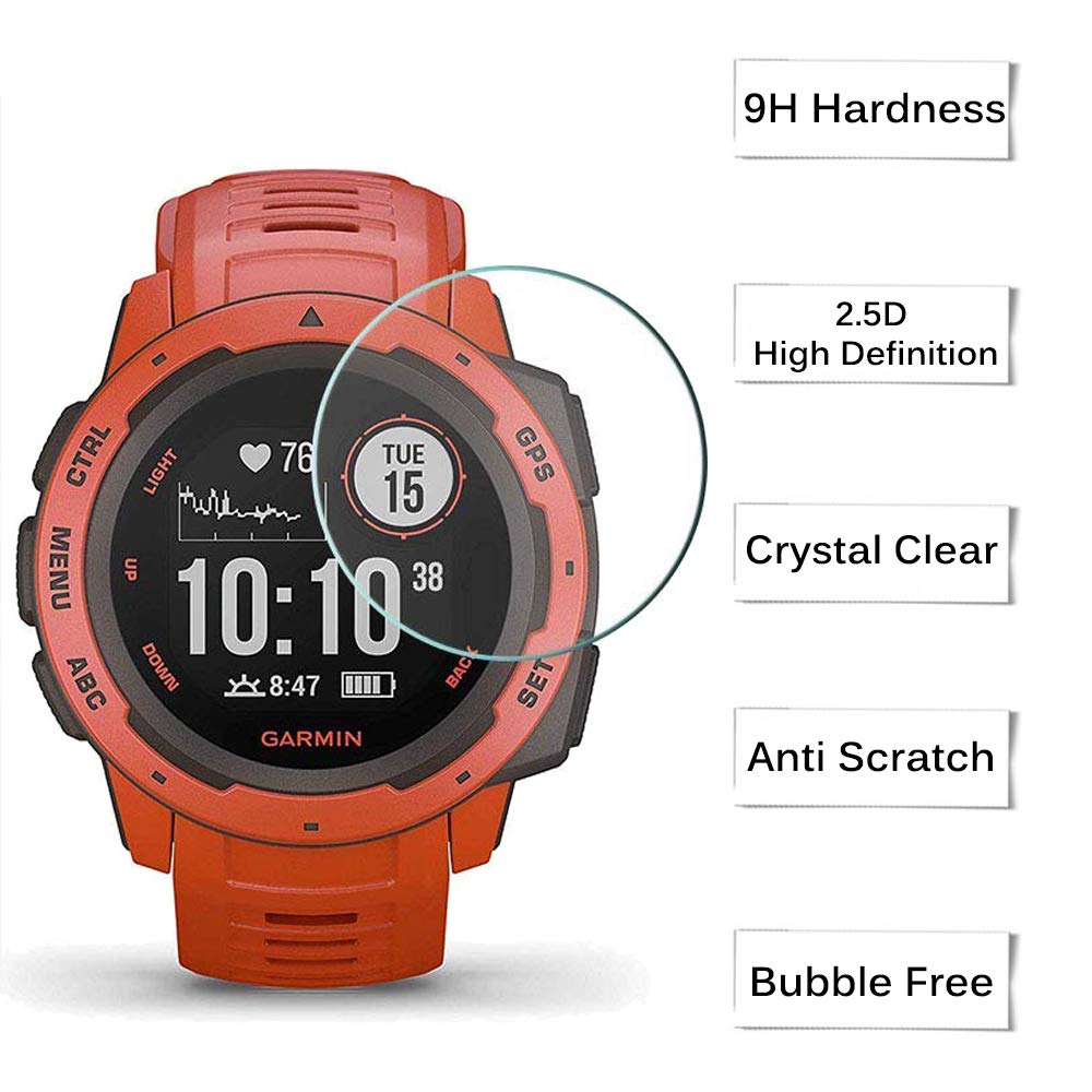 [10+2 Pack] Compatible Garmin Instinct Screen Protector with Charger Port Protector - Anti-Dust Silicone Plug & Tempered Glass Screen Film for Garmin Instinct Smartwatch - Perfect for Outdoor Sports, Hiking & Daily Protection