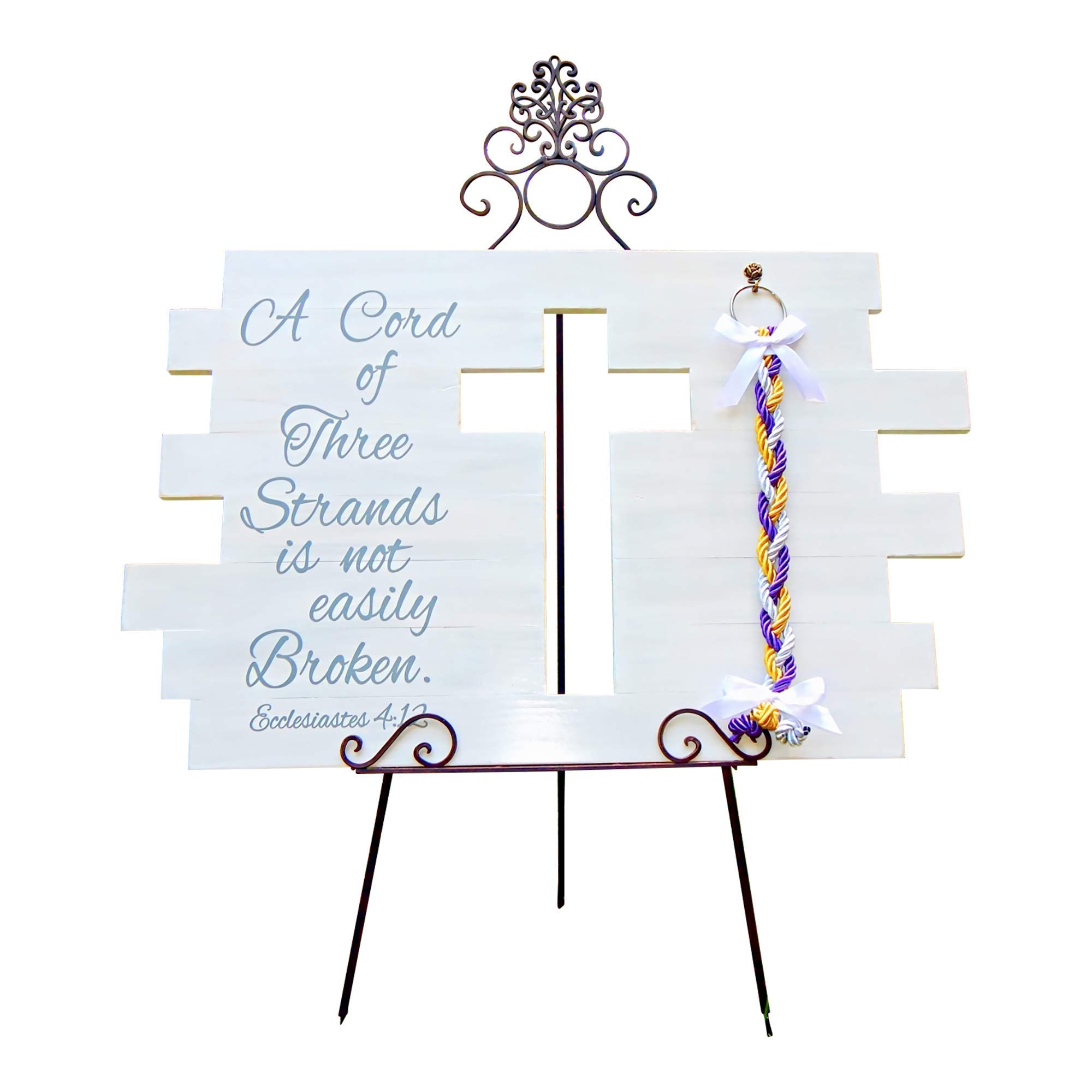 Large 32x20 White Unity Cross Wedding Sign with Detachable Three-Strand Braids - Perfect for Christian Weddings, Home Decor & Spiritual Gifts