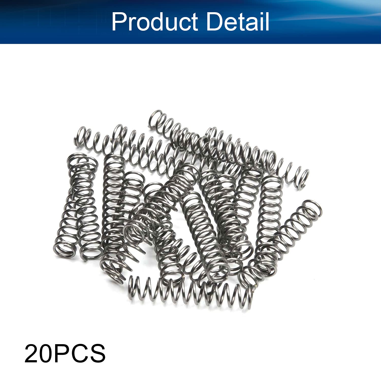 Yinpecly 20Pcs Small Coiled Extension Springs - 1mm Wire Dia, 8mm OD, 40mm Length - High-Quality Spring Steel for Ballpoint Pens, DIY Projects & Mechanical Repairs - Perfect for Office Supplies, Crafts, and Small Machinery Maintenance