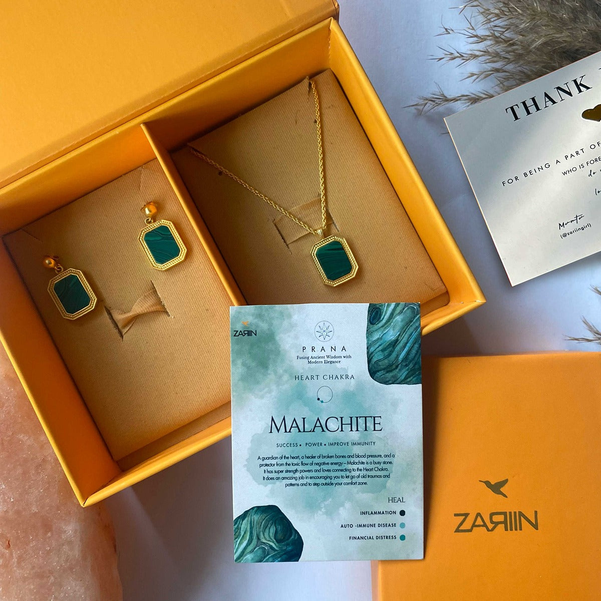 True Essence Malachite Pendant Necklace & Stud Earrings Set - Elegant Jewelry Gift for Women, Perfect for Parties, Weddings & Everyday Wear
