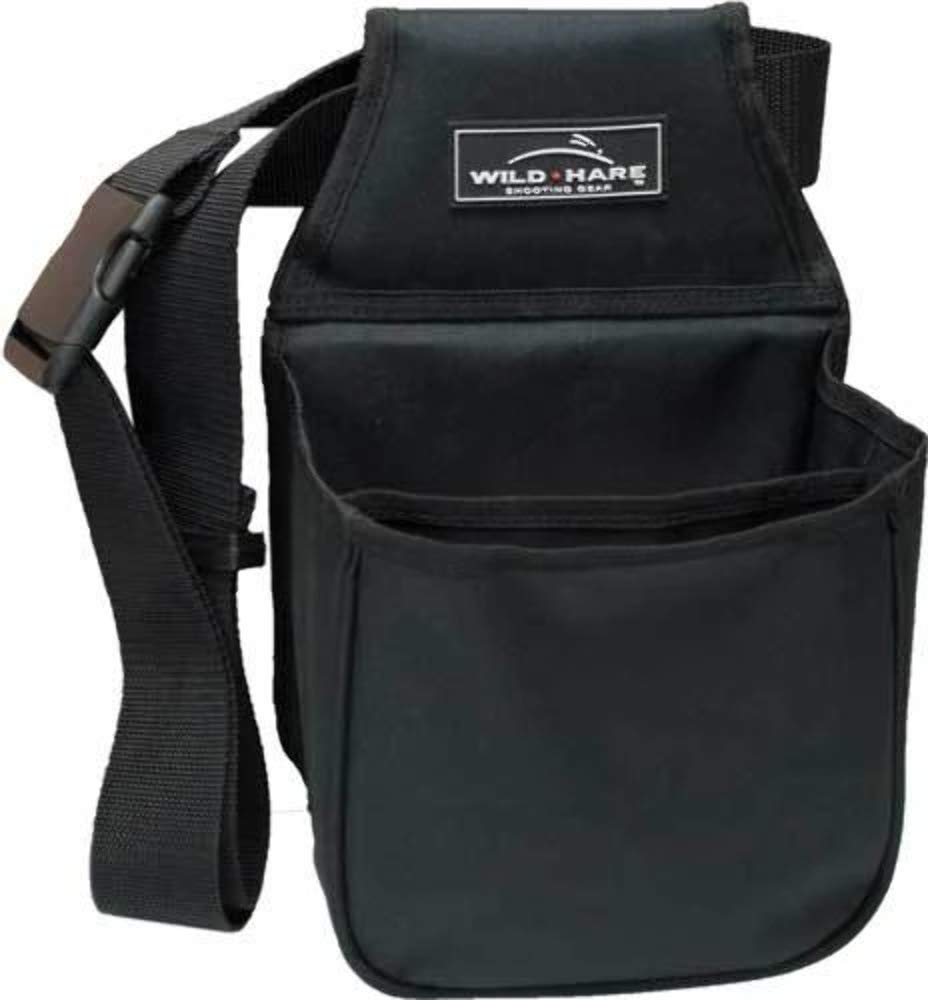 Wild Hare Standard Shotgun Shell Pouch Primer Series - Divided Shell Holder with Adjustable Belt Strap for Clay Target Shooting & Hunting - Holds 100 Shells (Black) - Perfect for Skeet, Trap & Sporting Clays Ranges