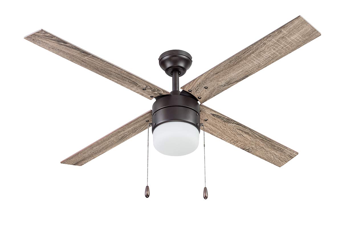 Portage Bay 51450 Chism 52-Inch Bronze Ceiling Fan with Light - Perfect for Living Room, Bedroom, and Outdoor Spaces