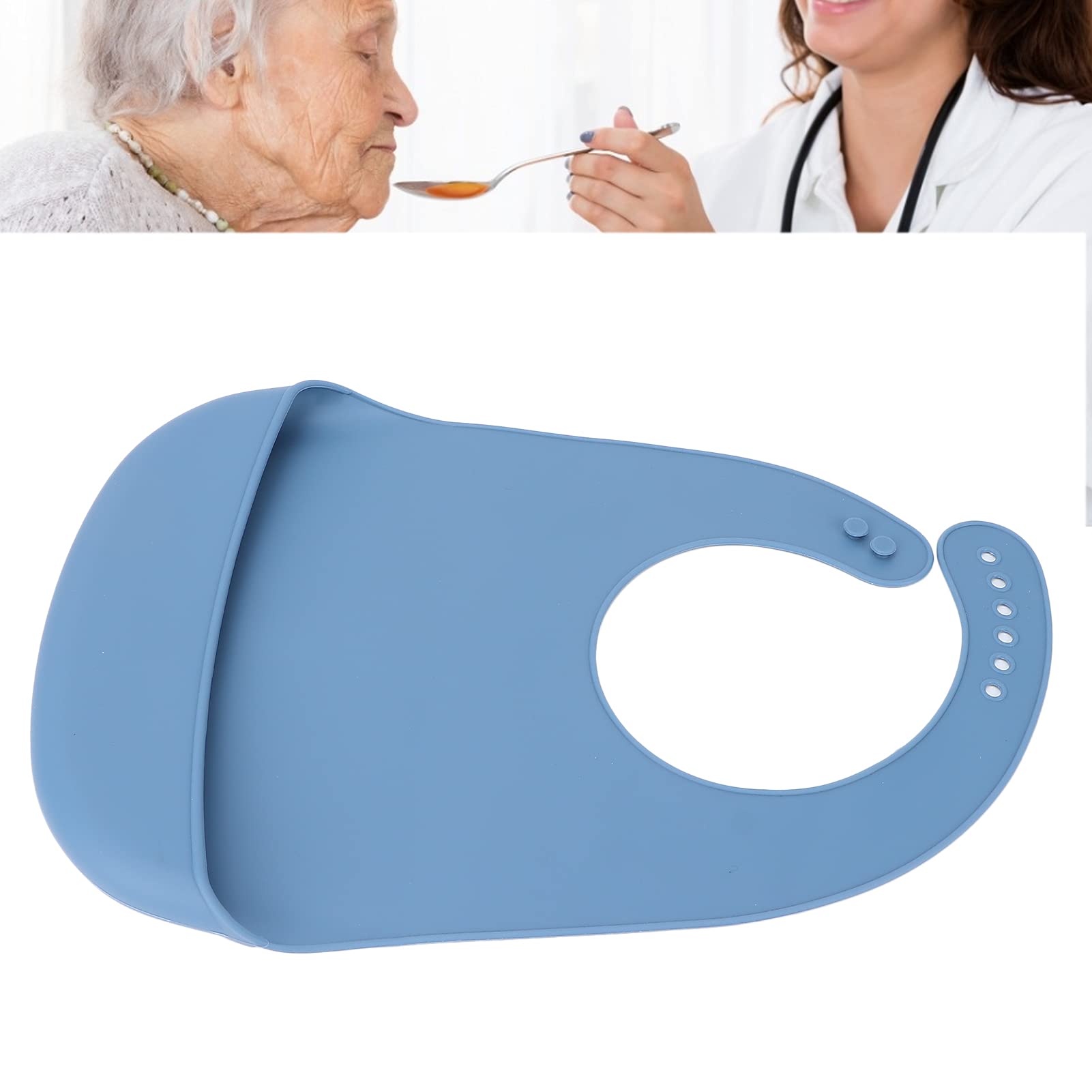 Adult Silicone Bibs for Eating - Waterproof & Reusable Clothing Protector for Seniors & Women with Food Catcher - Perfect for Mealtime, Dining Out & Assisted Living Care