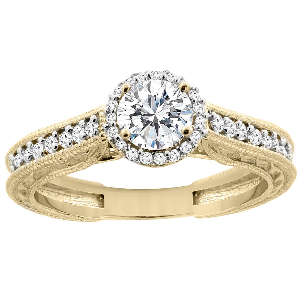 14K Yellow Gold Diamond Engagement Ring for Women - 0.64 Carat (cttw) with Custom Engraving, Size 5-10 | Perfect Proposal, Anniversary & Wedding Jewelry Gift