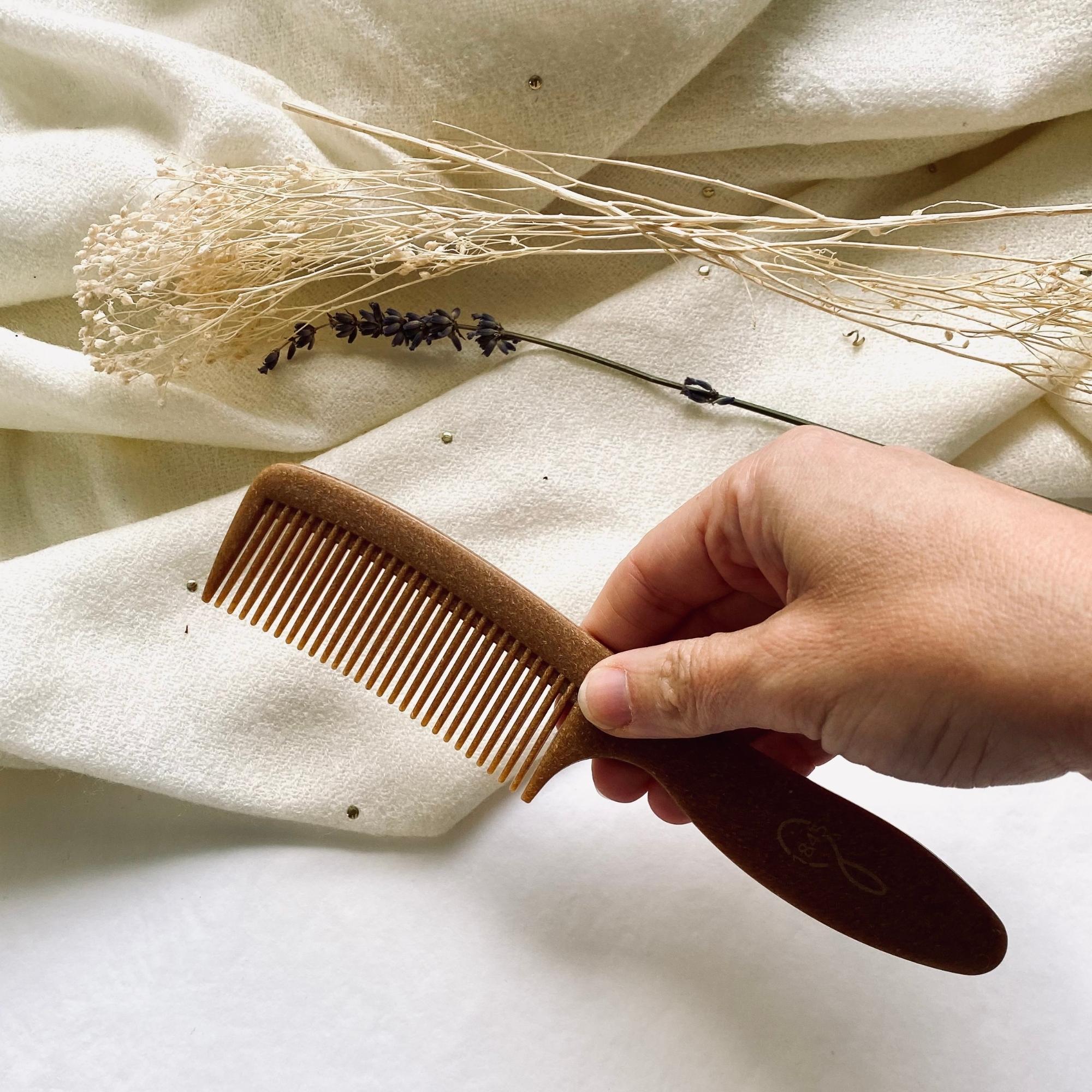 1845 Detangling Hair Comb with Plant-Based Fibers - Gentle Styling for Curly, Thick & Wet Hair - Perfect for Home & Travel Use