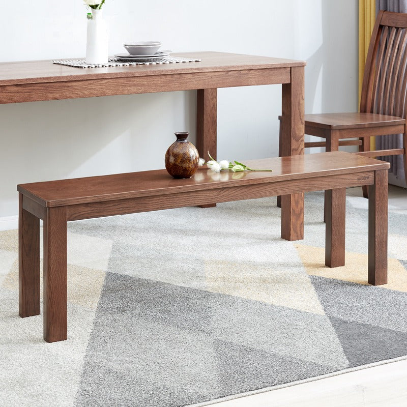 Solid Oak & Black Walnut Nordic Style Long Bench - Rustic Wooden Entryway, Dining Room, or Bedroom Seating Furniture for Home Decor