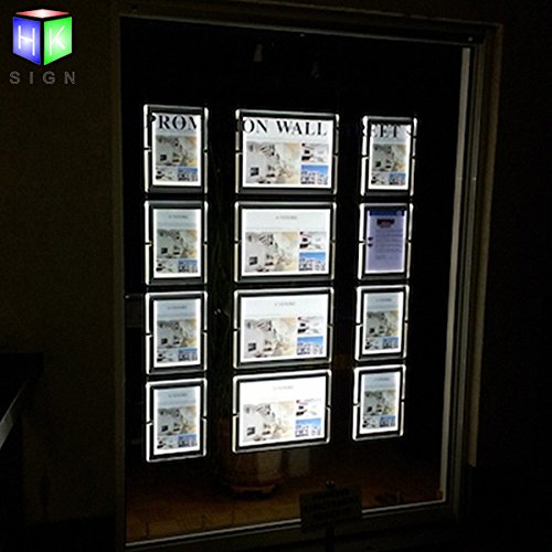 A4 Portrait Real Estate Window Hanging LED Sign Holder Display - 4 Pack Vertical Column Set for Property Listings & Store Promotions