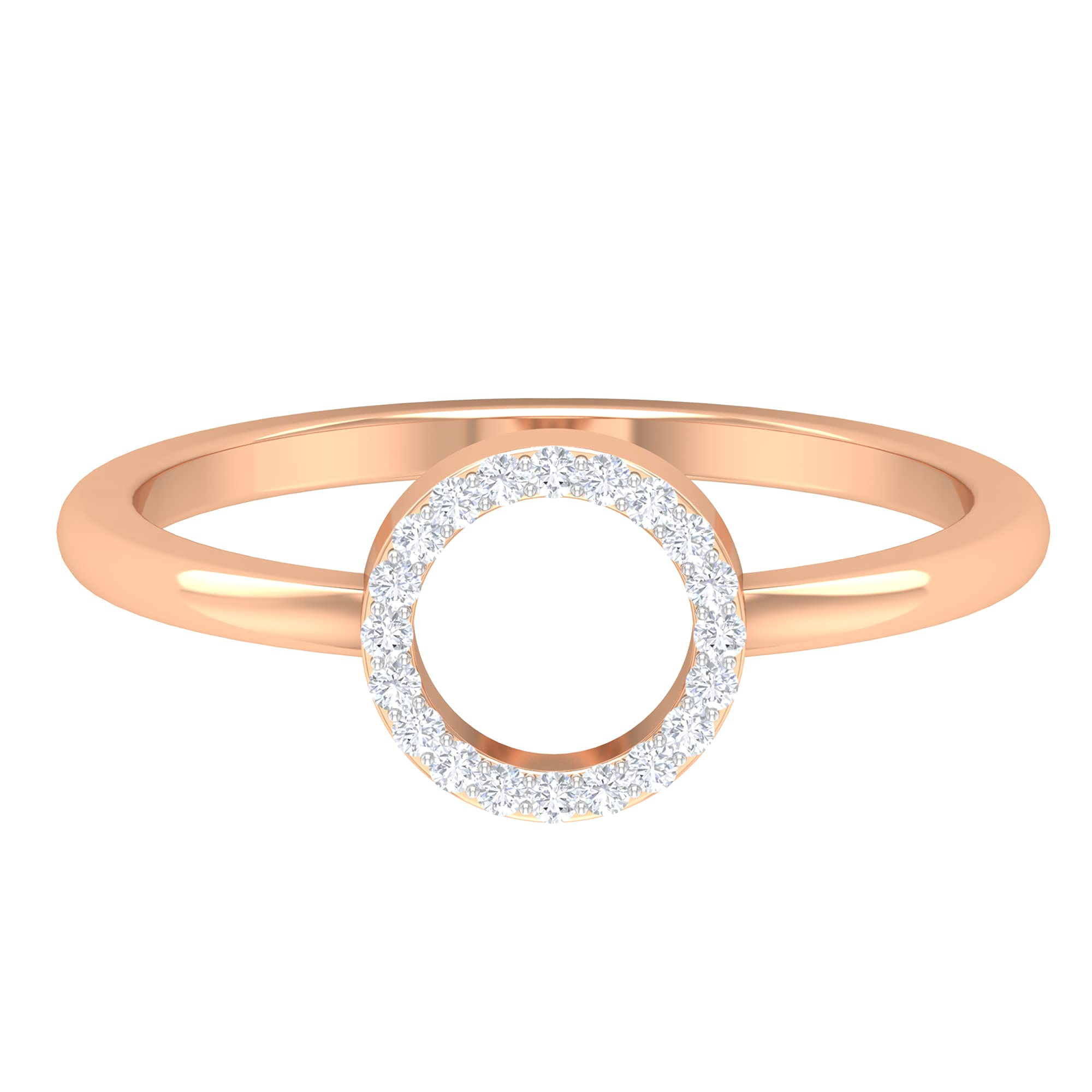 14K Solid Gold Diamond Geometric Promise Ring - April Birthstone Open Circle Design, Prong Set for Durability | Perfect for Anniversaries, Engagements & Special Occasions