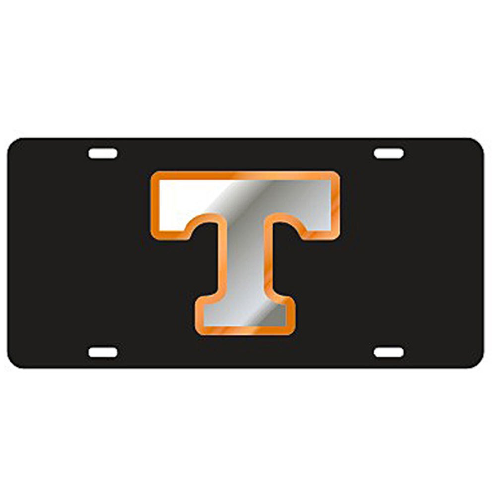 Tennessee Volunteers Black Laser Cut License Plate - Mirror & Orange Team Logo - Durable Metal Car Tag for Tailgating & Game Day Decor - Perfect for Fans & Alumni Gifts