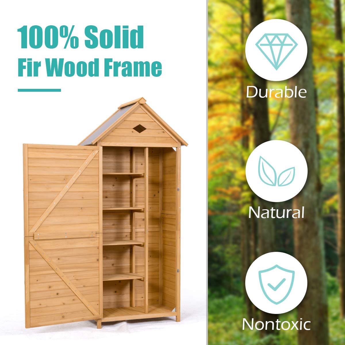 SAFSTAR Outdoor Storage Shed for Garden Tools - Durable Wooden Patio Shed with Gable Roof & Secure Metal Latches - Perfect for Backyard, Lawn Equipment & Seasonal Storage