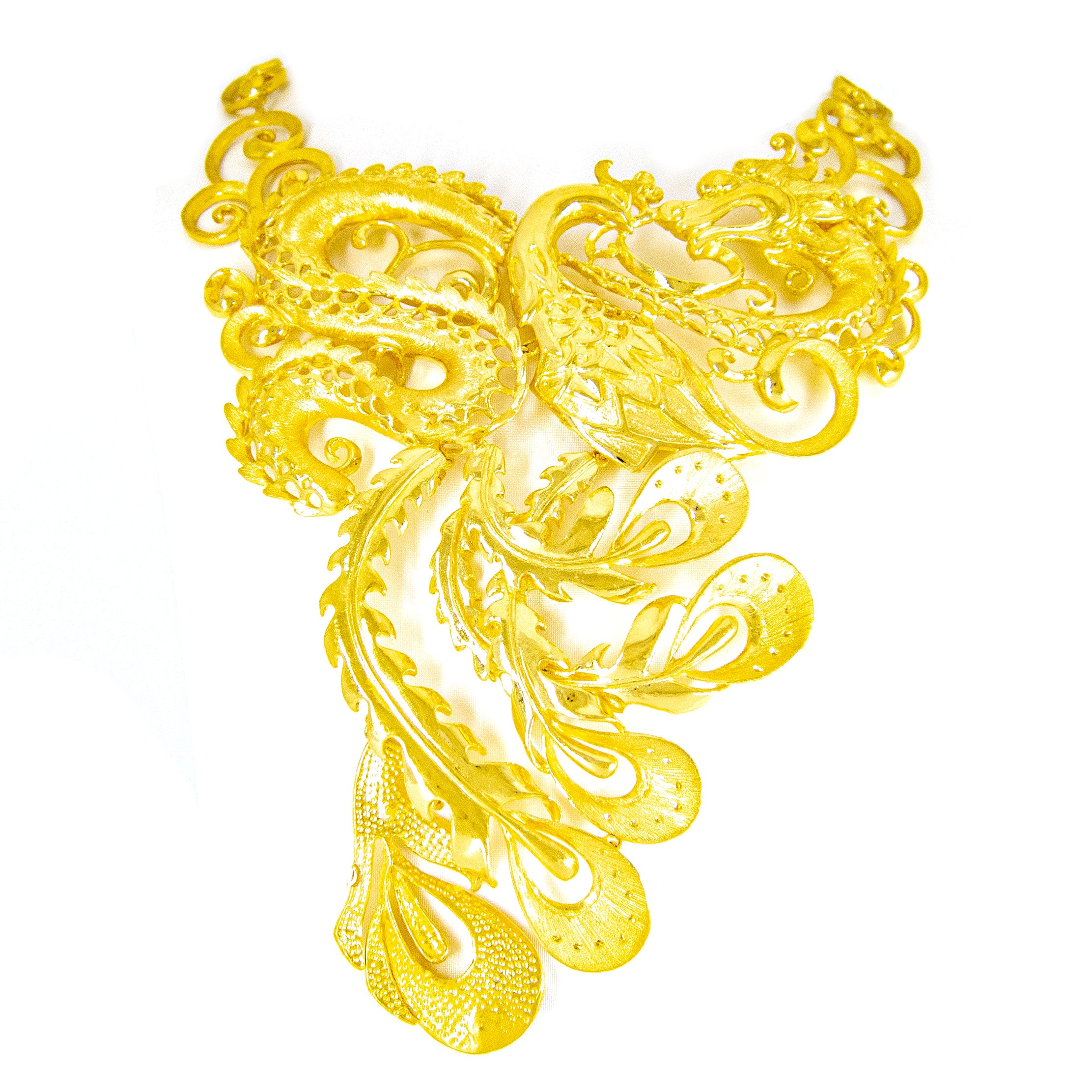 24K Gold Plated Dragon & Phoenix Pendant Necklace for Women - Elegant Chinese Style Jewelry Gift for Wedding, Anniversary & Special Occasions
