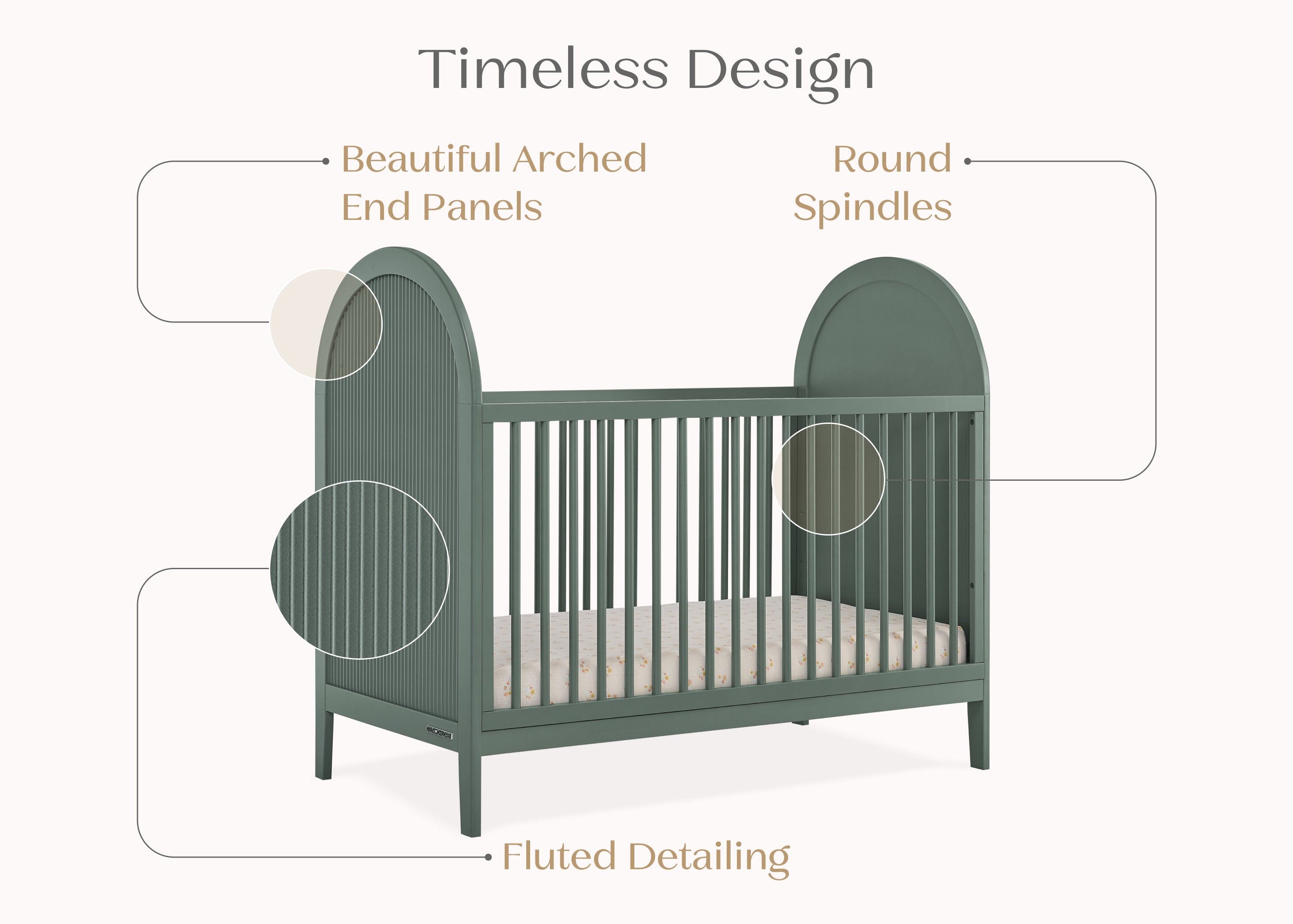 Eloise 4-in-1 Convertible Baby Crib - Toddler Bed, Daybed & Full-Size Bed Conversion - Safe Nursery Furniture for Newborns to Teens - Perfect for Bedrooms, Daycare & Guest Rooms