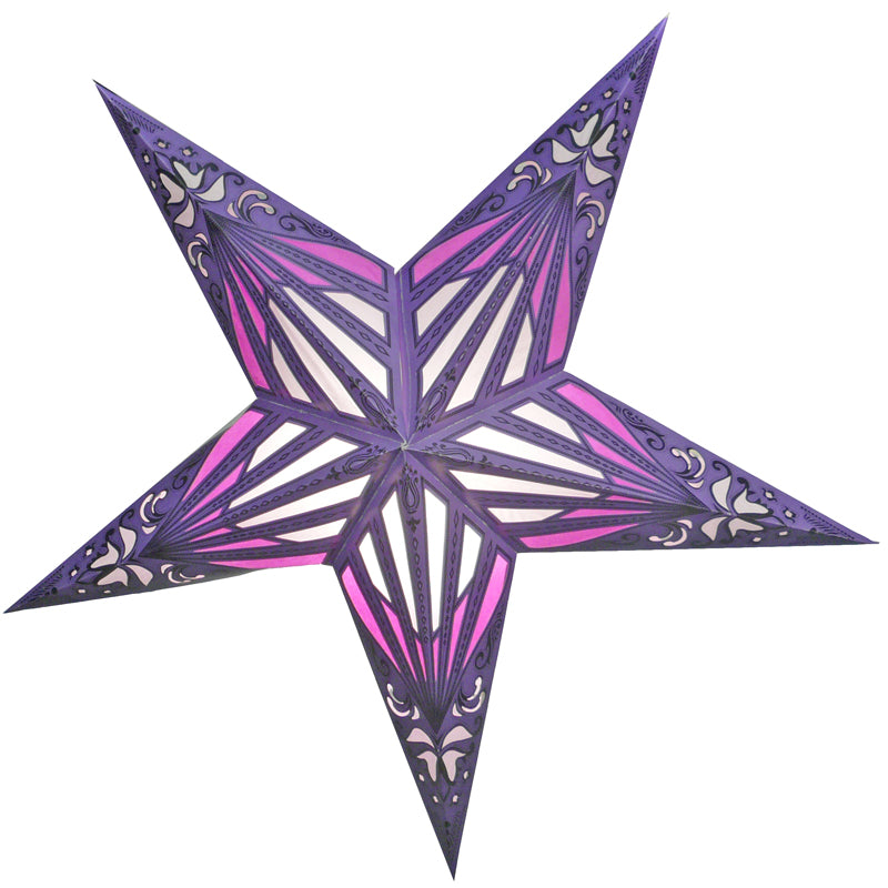 24 Purple Sunshine Window Paper Star Lanterns - Hanging Wedding & Party Decorations for Indoor/Outdoor Events, Baby Showers & Home Decor