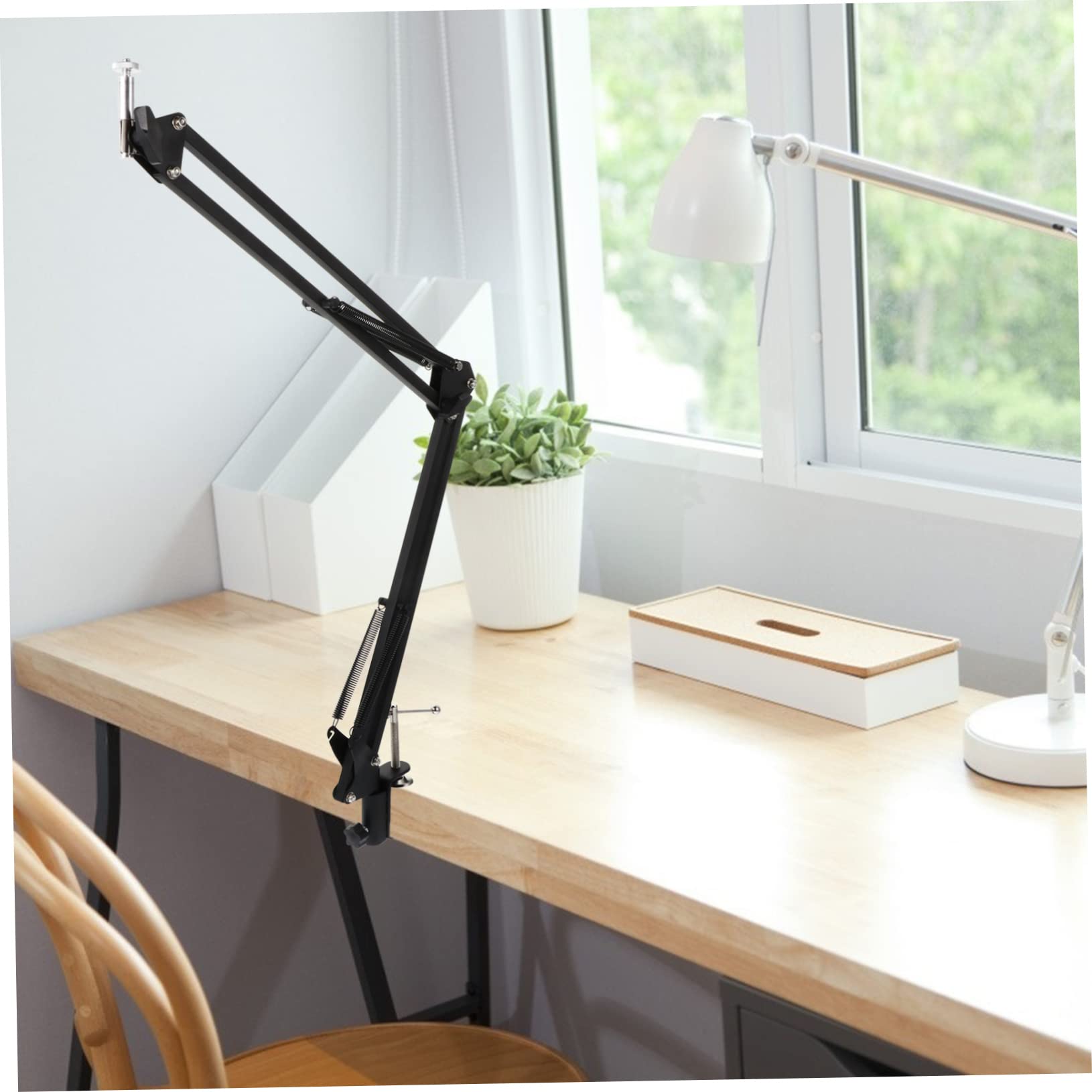 COLLBATH Heavy Duty Metal Cantilever Bracket - Adjustable Webcam Clamp & Camera Holder with Scissor Arm Stand for Desktop - Perfect for Streaming, Video Conferencing, Gaming, and Home Office Setup