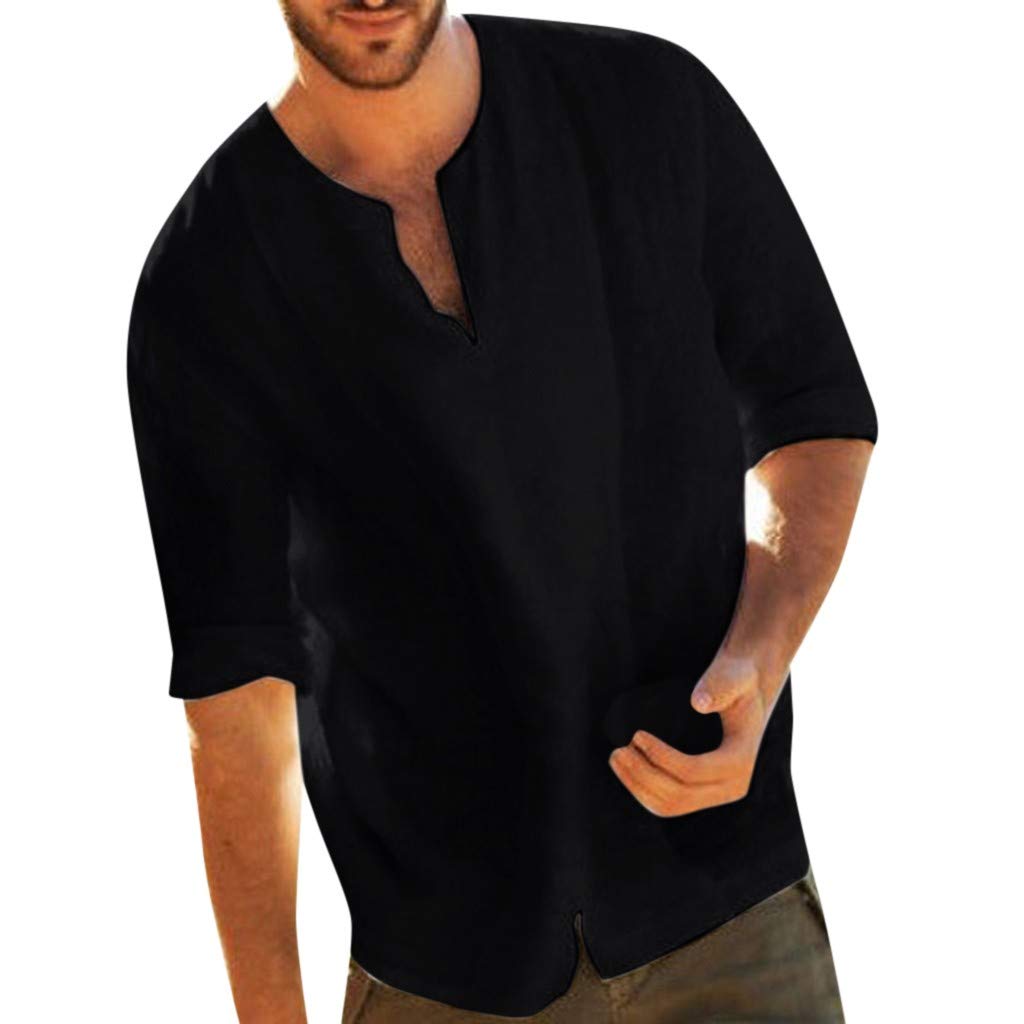 Men's Floral Print Cotton V-Neck Loose Fit Casual Shirt - Breathable & Comfortable Summer Blouse for Beach, Vacation, and Outdoor Activities