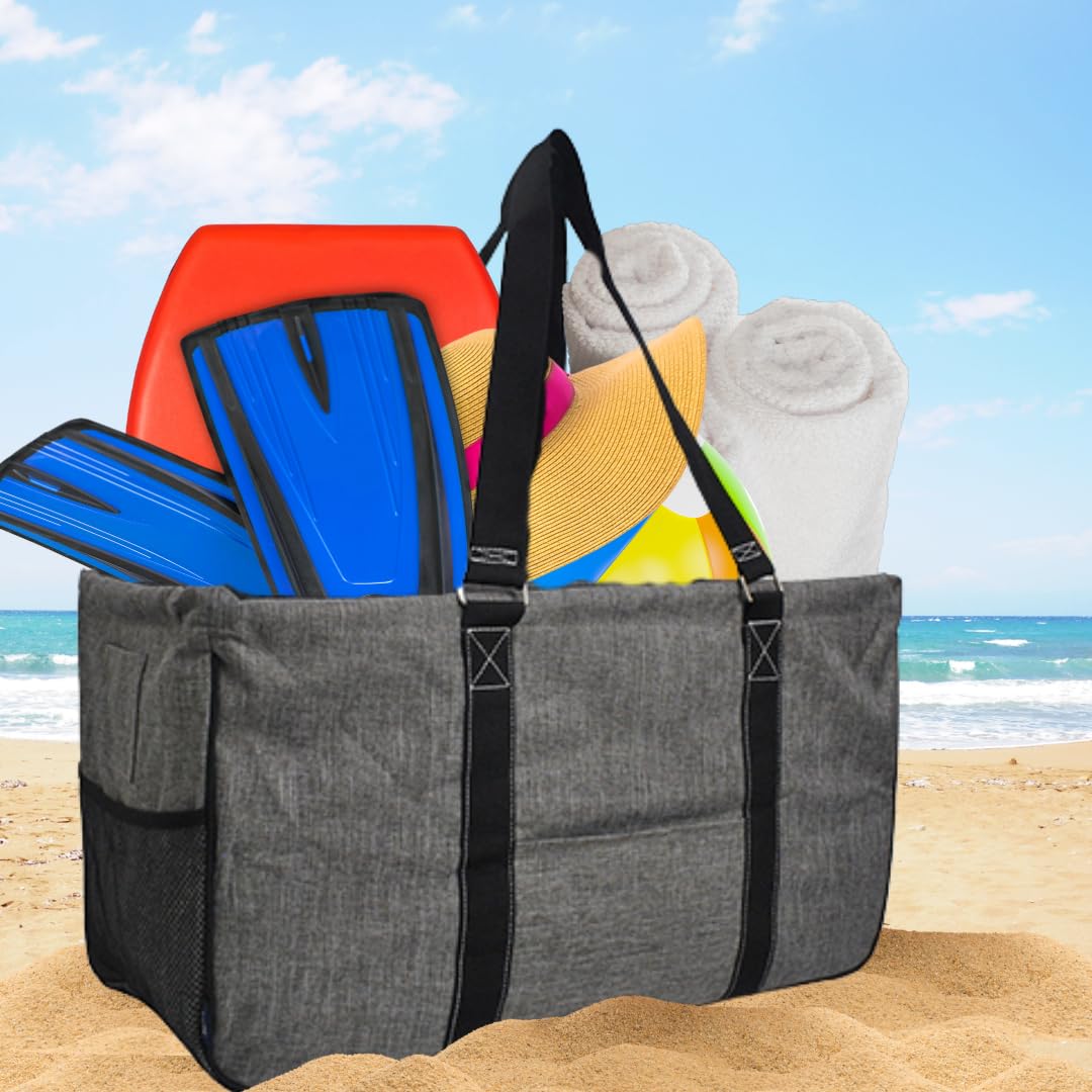 NGIL Extra Large Reusable Grocery Bags - Heavy Duty Foldable Shopping Tote for Groceries, Storage, Picnic, Beach, Travel & Camping - Eco-Friendly Collapsible Market Bag (Set of 2)