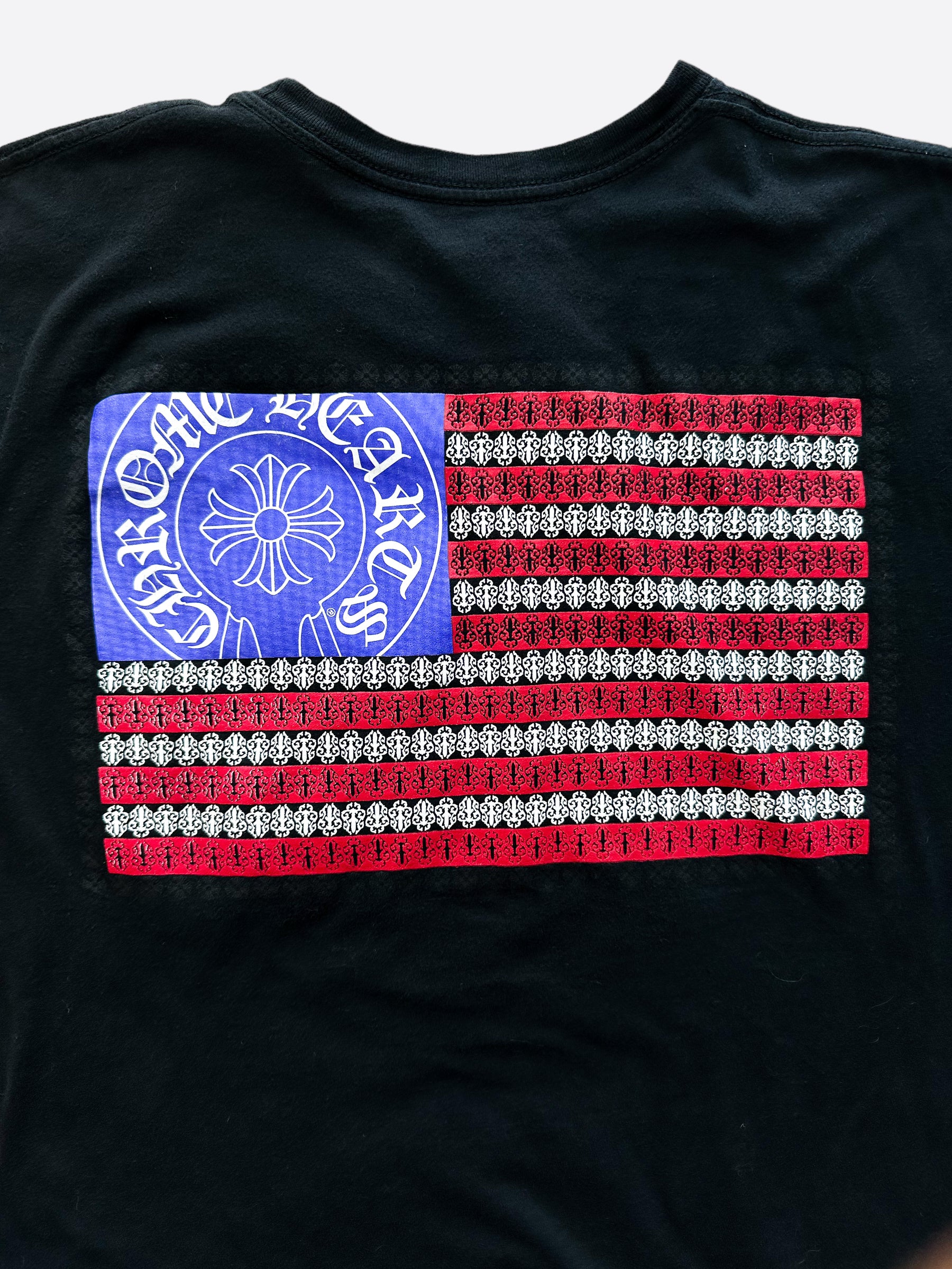 Chrome Hearts Black USA Flag Graphic T-Shirt for Men & Women - Stylish Patriotic Tee for Casual Wear, Street Fashion & Everyday Outfits