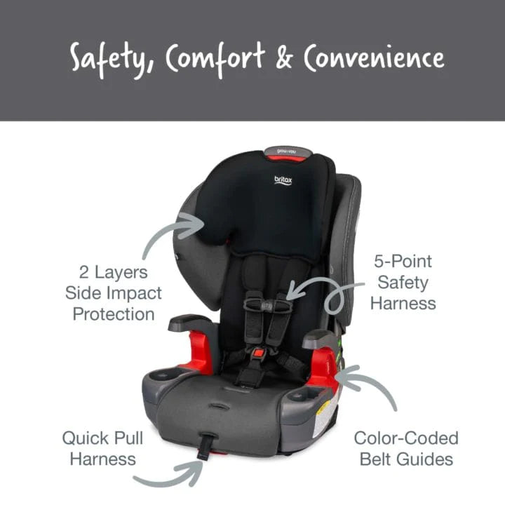 Britax Grow with You Booster Car Seat - Safe & Comfortable for Kids 4-12 Years - Perfect for School, Travel & Road Trips