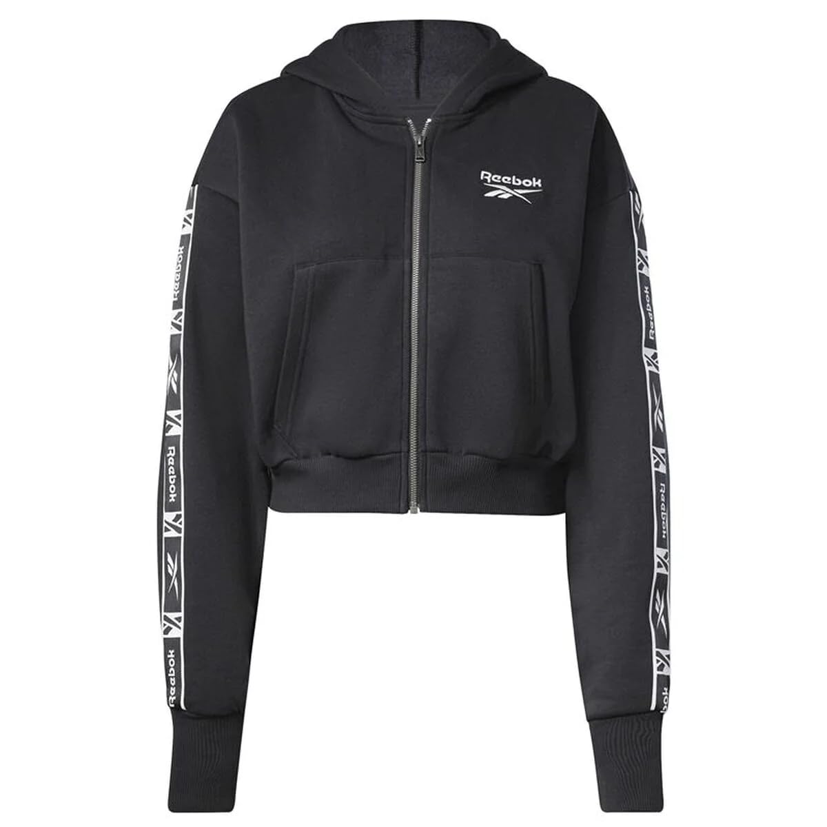 Reebok Women's Tape Pack Full Zip Jacket - Lightweight Athletic Hoodie for Running, Gym & Casual Wear