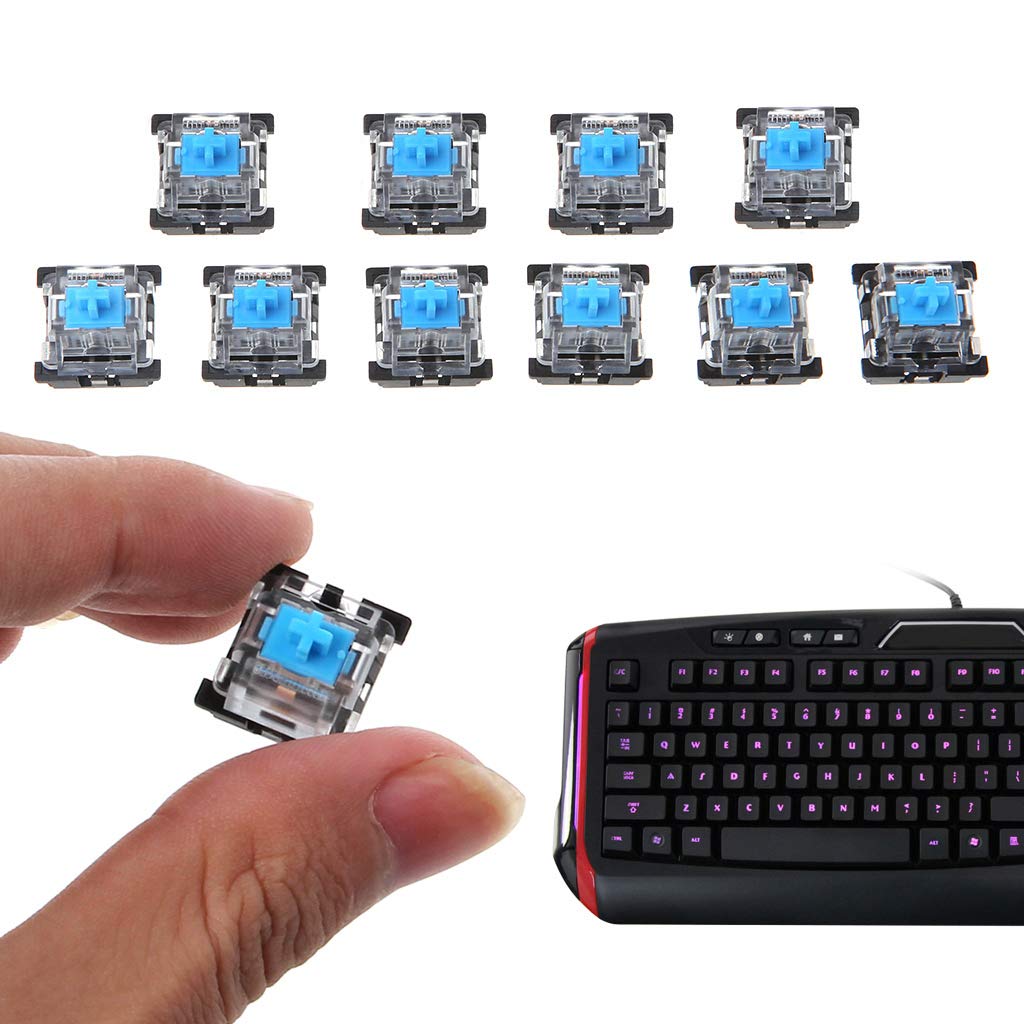 10Pcs Blue 3-Pin Mechanical Keyboard Switches for Cherry MX Keyboards - Keyboard Tester Kit with Tactile Clicky Feel | Perfect for Gaming, Typing & DIY Keyboard Builds