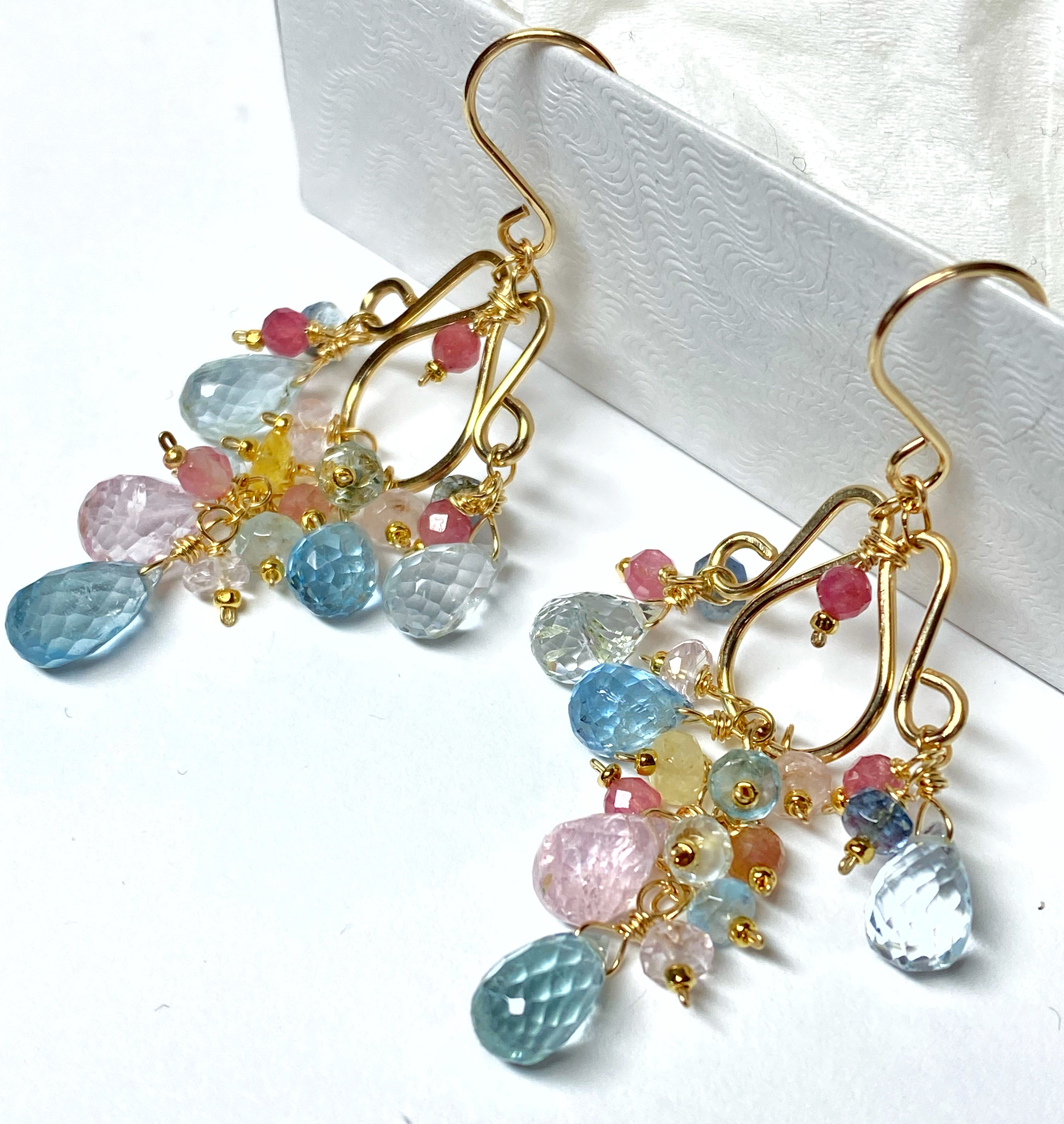 Stunning Gold Filled Aquamarine Gemstone Dangle Chandelier Earrings for Women - Perfect for Weddings, Parties & Special Occasions