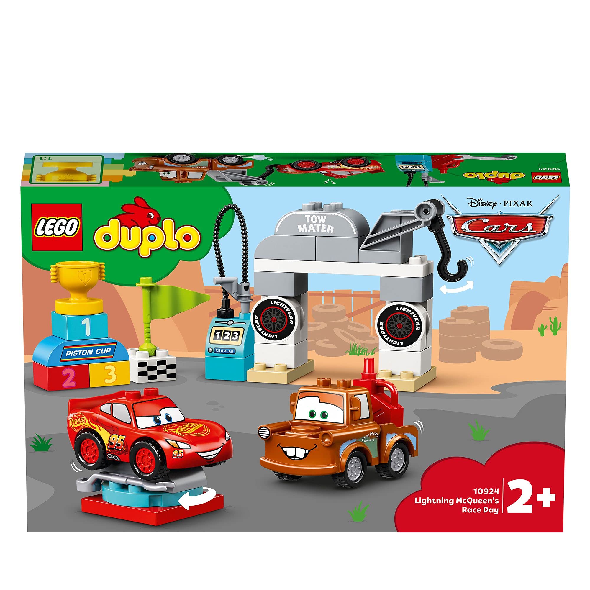 LEGO 10924 Duplo Disney Pixar Cars Race Day with Lightning McQueen - Toddler Building Toy for Creative Play & Early Learning - Perfect Birthday Gift for Kids Ages 2-5 Years Old