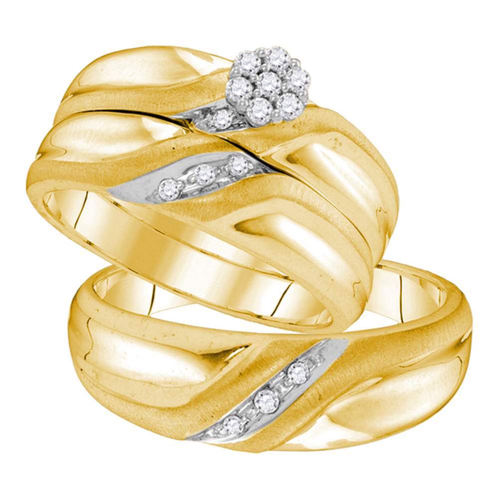 925 Sterling Silver His & Hers Matching Wedding Band Set - Round Diamond Cluster Bridal Engagement Rings (1/5 Ct) - Perfect for Anniversaries, Proposals & Romantic Gifts