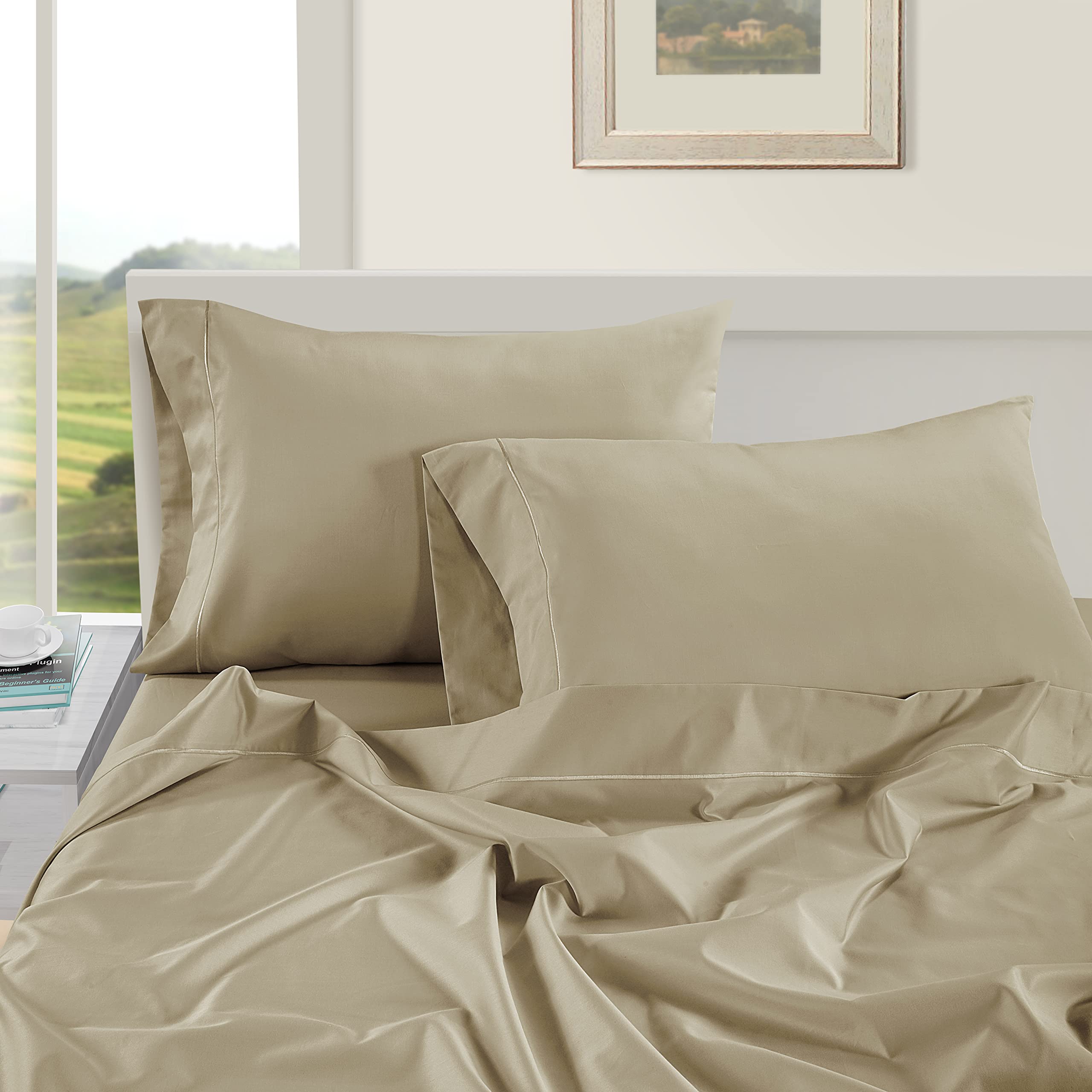 1000 TC 100% Egyptian Cotton Bed Sheets Full Size - 16 Inch Deep Pocket Cooling Bedding Set - Breathable, Fade & Pill Resistant - Perfect for Hot Sleepers & Luxury Bedrooms