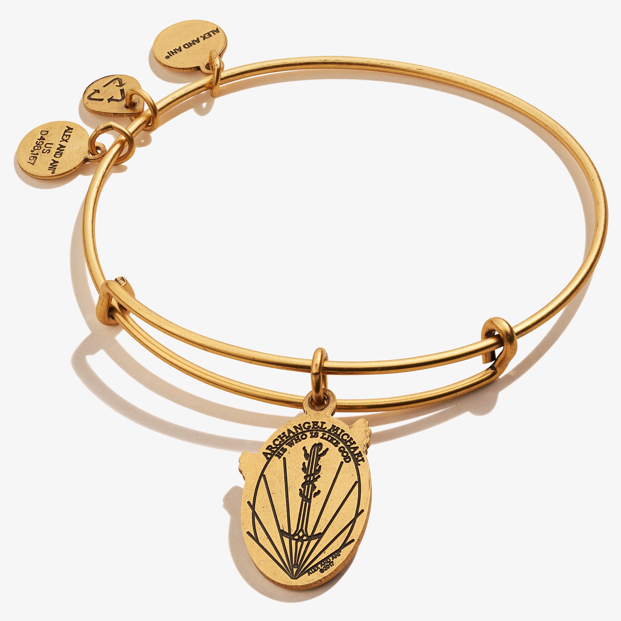 Archangel Michael Charm Bangle - Sterling Silver Religious Jewelry for Protection & Faith - Perfect for Prayer, Meditation & Spiritual Gifts
