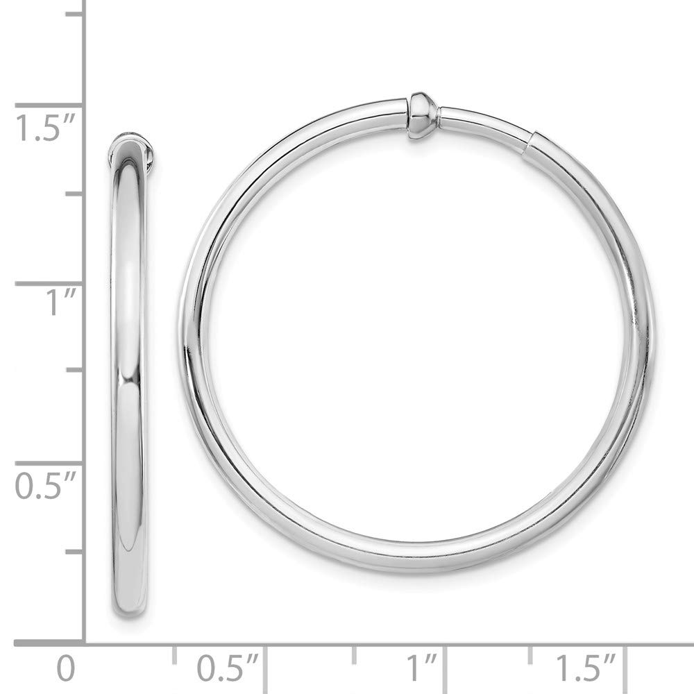 925 Sterling Silver Polished Hoop Earrings for Women - 37mm Non-Pierced Clip-On Hoops - Elegant Everyday Jewelry for Work, Parties & Special Occasions