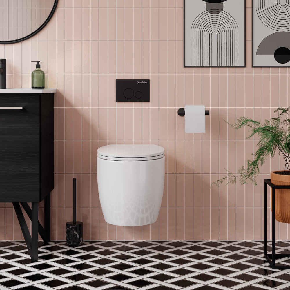 Wall-Mounted Toilet Bowl - Glossy White Modern Space-Saving Design for Small Bathrooms | Perfect for Contemporary Homes, Apartments & Commercial Spaces