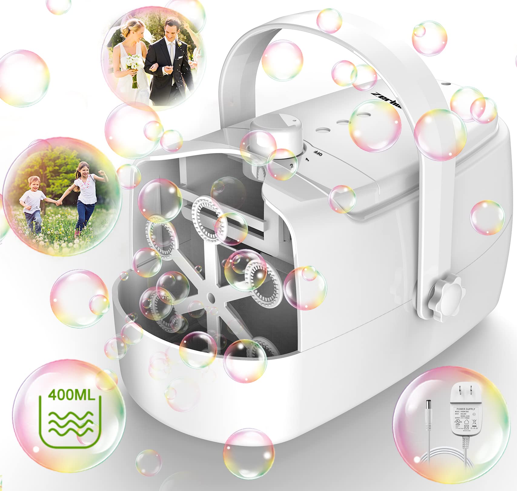 Durable Automatic Bubble Blower Machine - 8000+ Bubbles Per Minute, Battery & Plug-in Powered Bubble Maker for Kids & Toddlers | Perfect for Indoor/Outdoor Play, Birthday Parties, and Backyard Fun