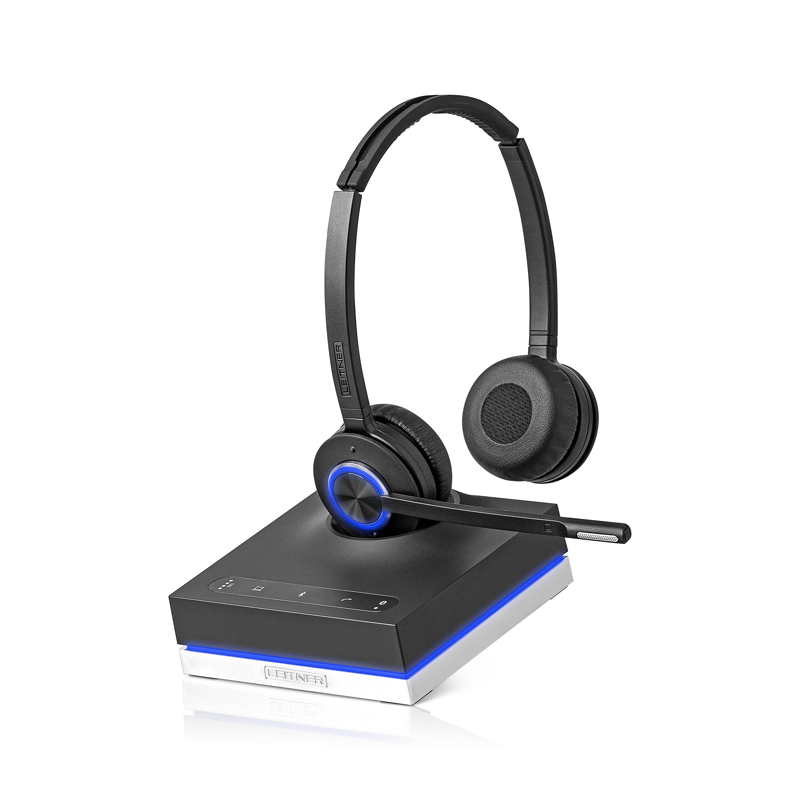 Leitner LH675 3-in-1 Wireless Office Headset with Microphone - DECT Headset for Office Phone, Computer & Mobile - Dual-Ear Design - 5 Year Warranty - Perfect for Remote Work, Call Centers & Business Communications