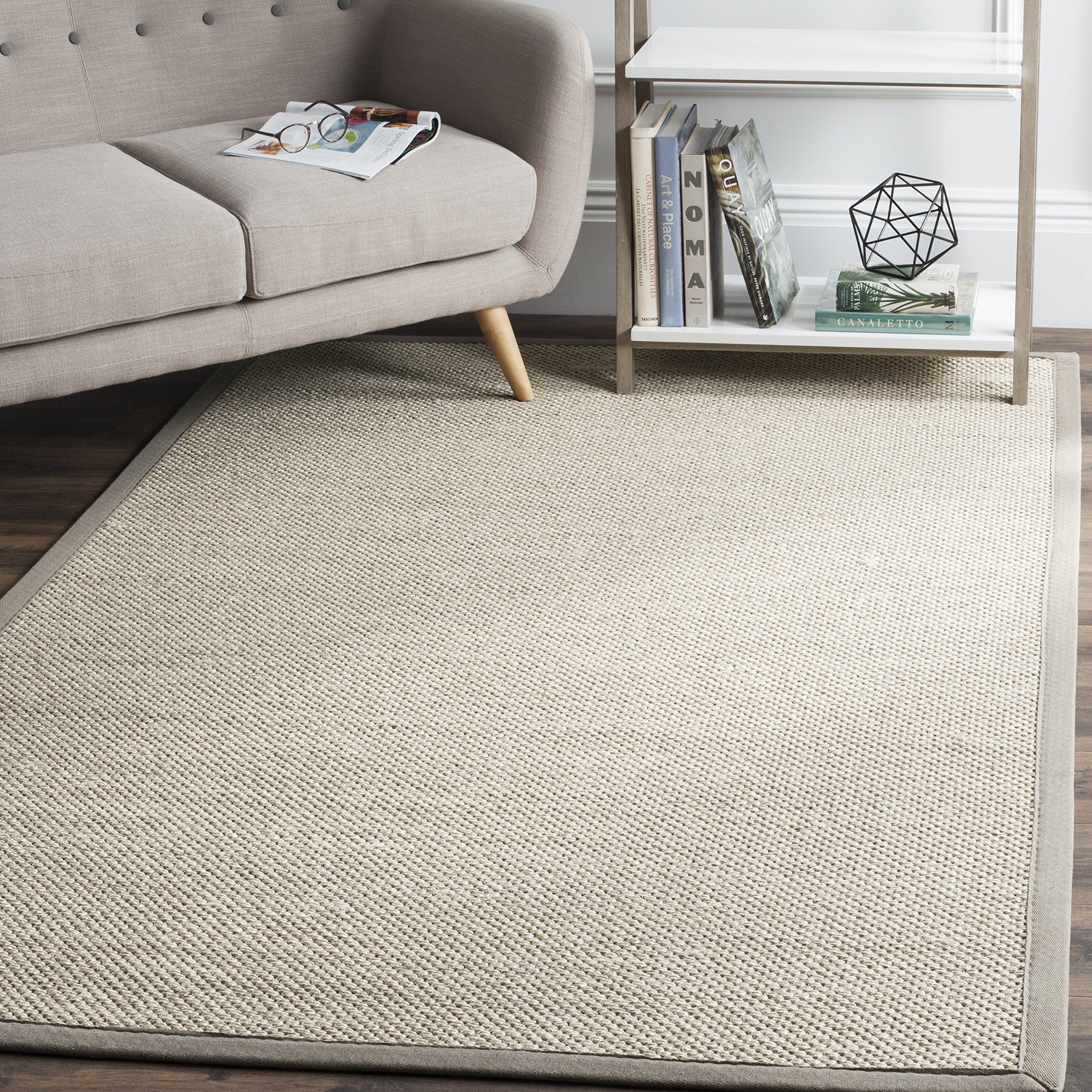SAFAVIEH Natural Fiber Collection Area Rug - 10' x 14', Marble & Khaki, Border Sisal Design, Easy Care, Non-Slip, Stain Resistant - Perfect for Living Room, Bedroom, Dining Room, Office & High Traffic Areas (NF143E)