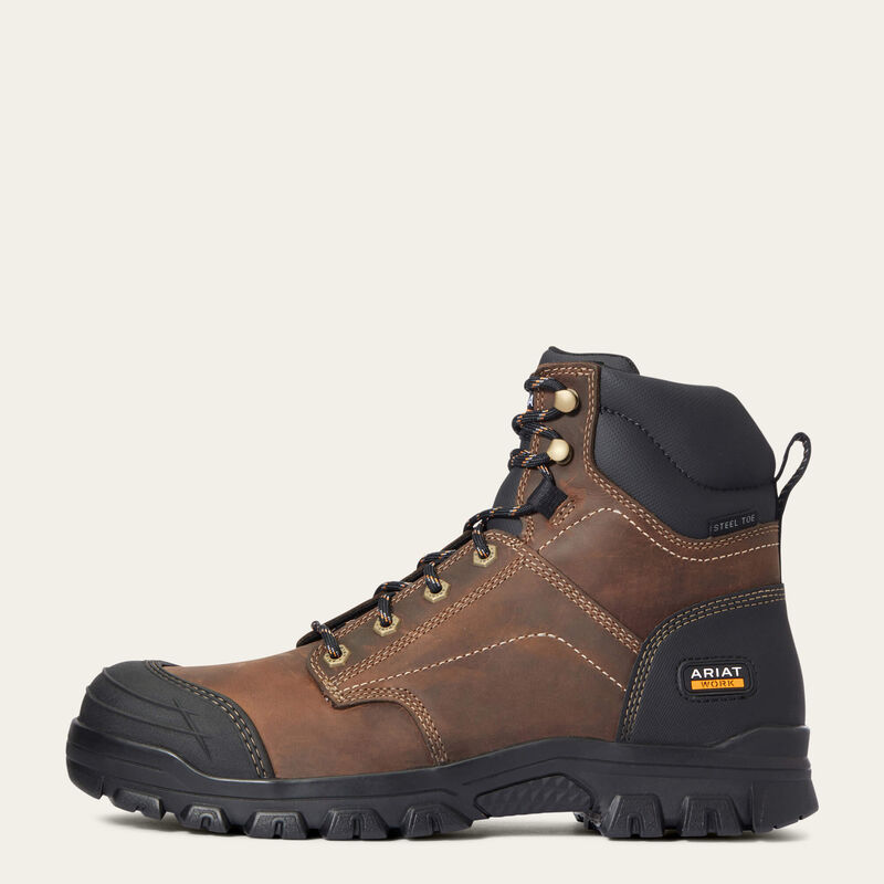 Treadfast 6 Steel Toe Work Boots for Men - OSHA Approved Safety Shoes with Slip & Water Resistant Sole - Ideal for Construction, Warehouse & Industrial Work