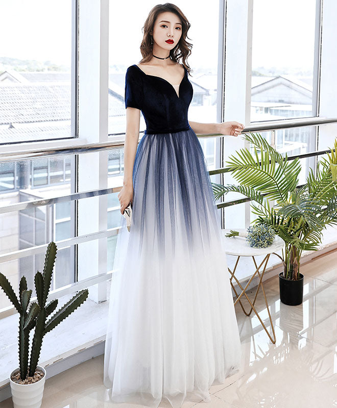 Elegant Blue Tulle Long Prom Dress for Women - Formal Evening Gown for Homecoming, Ball & Special Occasions