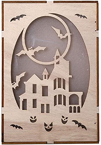 JSY Halloween Wooden Hollow LED Pumpkin Lights - 10 Style Candleholders for Haunted House Decorations (Color: 1) | Spooky Home & Party Decor for Halloween Night